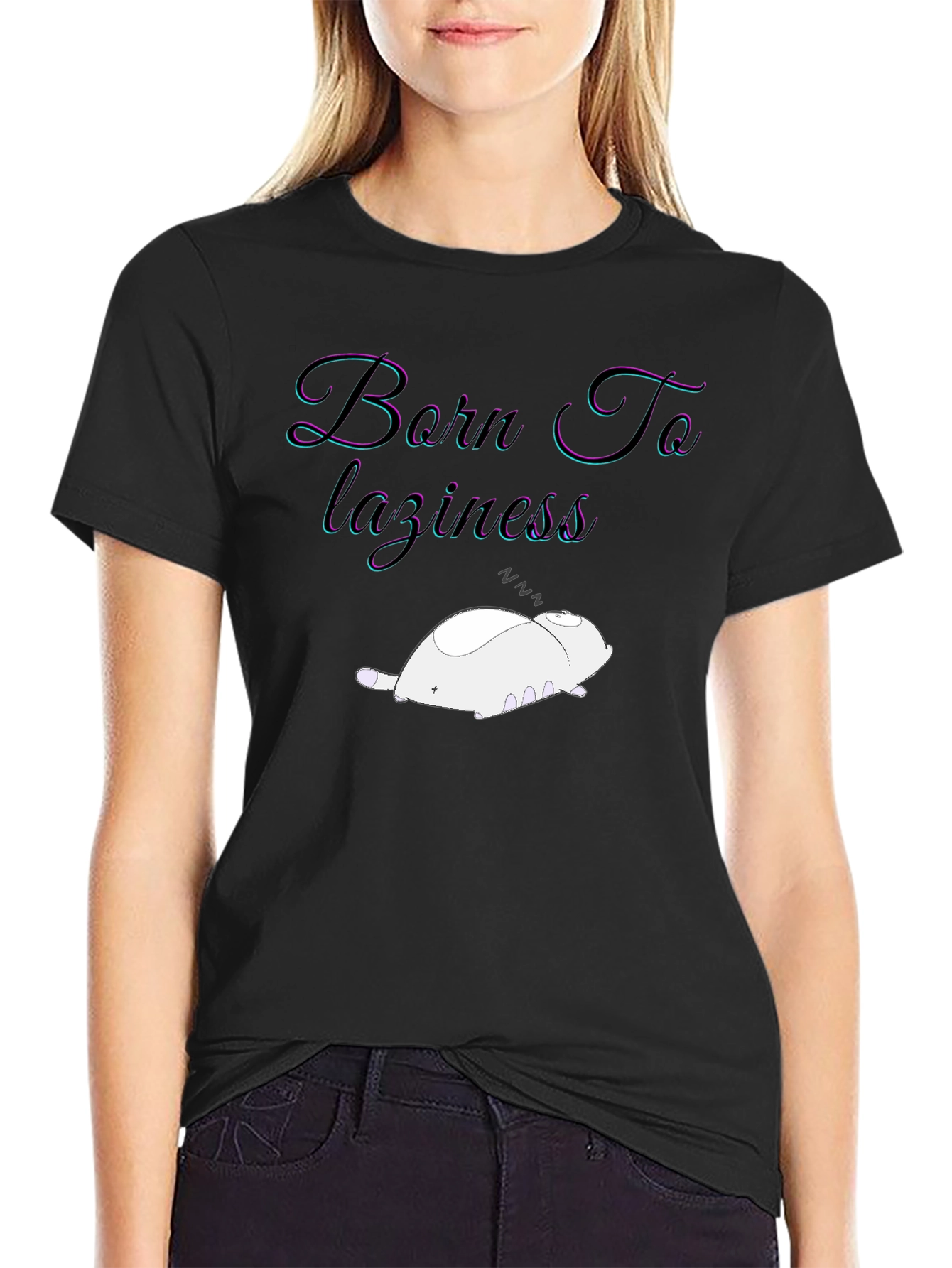 Born To Laziness Black Graphic Tee