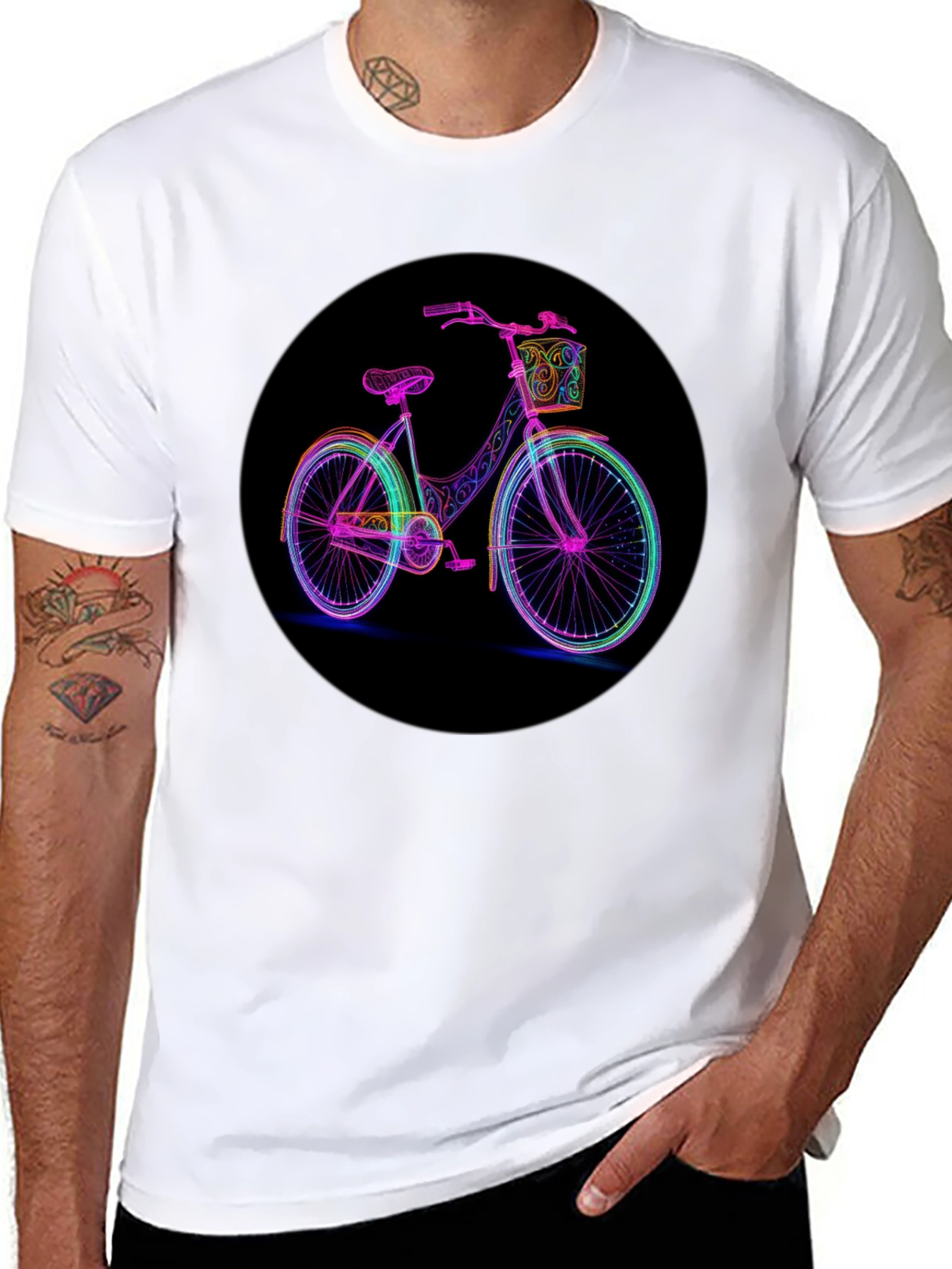 Neon Bicycle Graphic Black T-Shirt