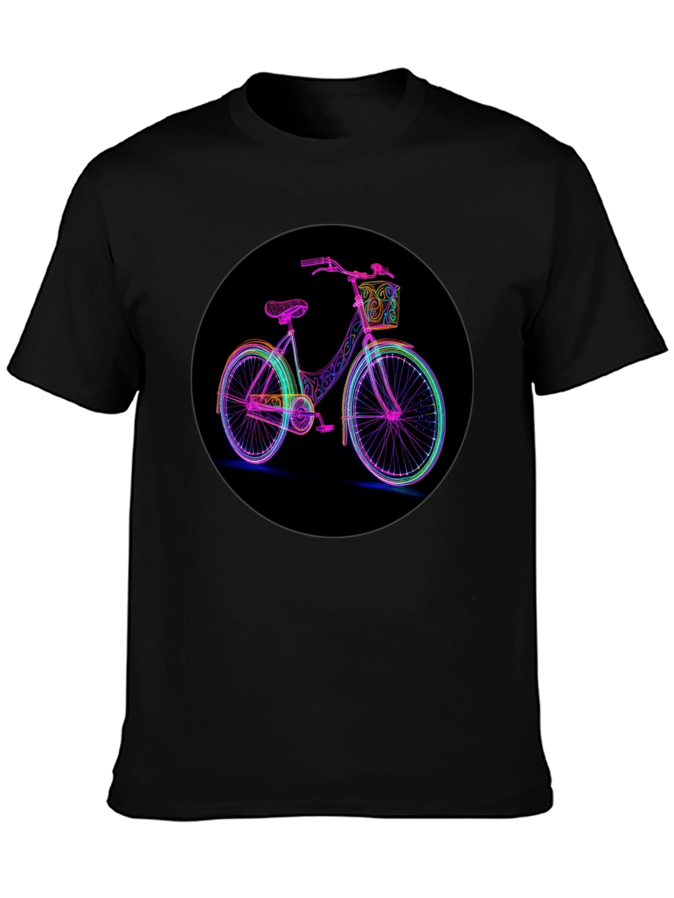 Neon Bicycle Graphic Black T-Shirt