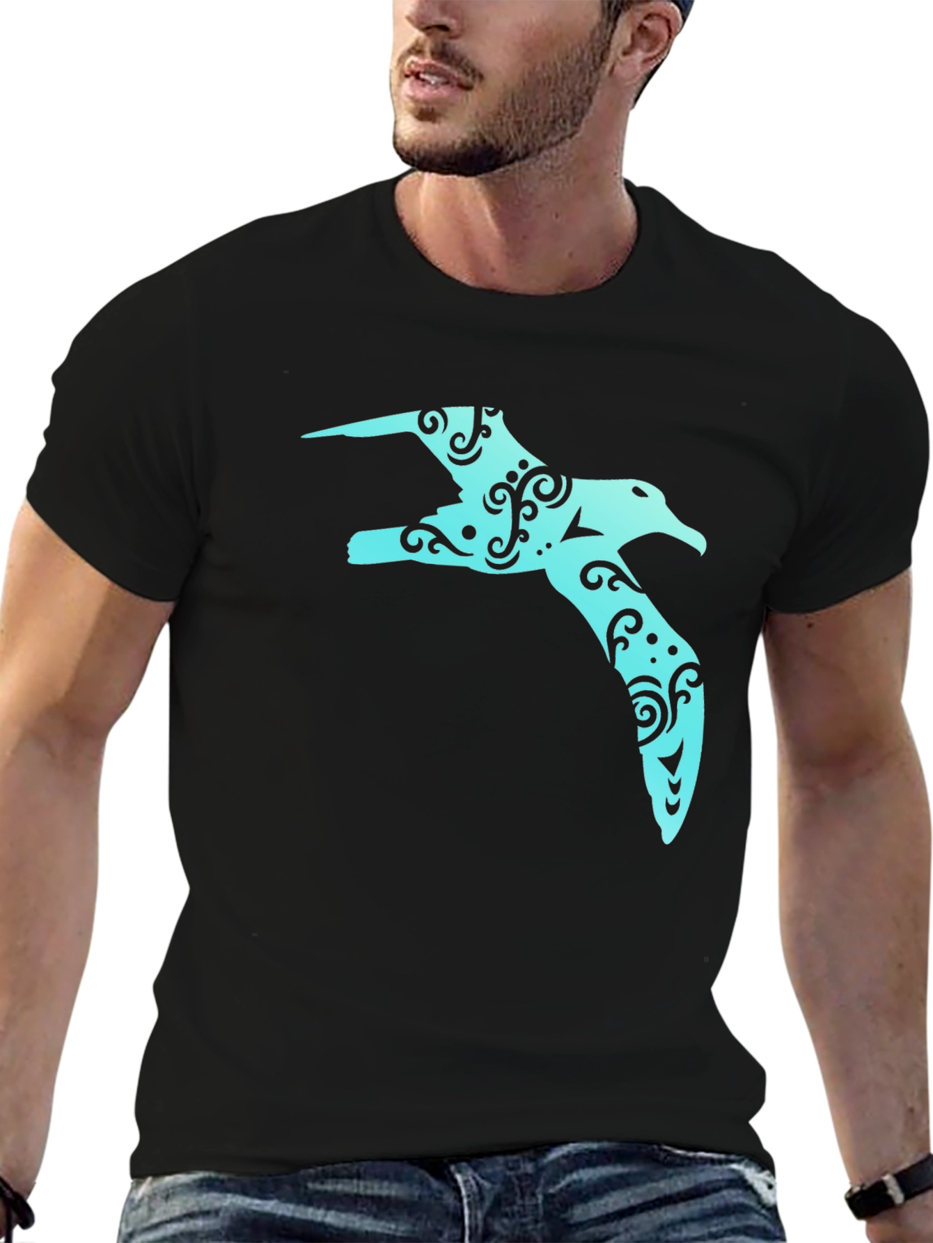 Albatross Graphic Tee - Stylish Bird Design Black T-Shirt