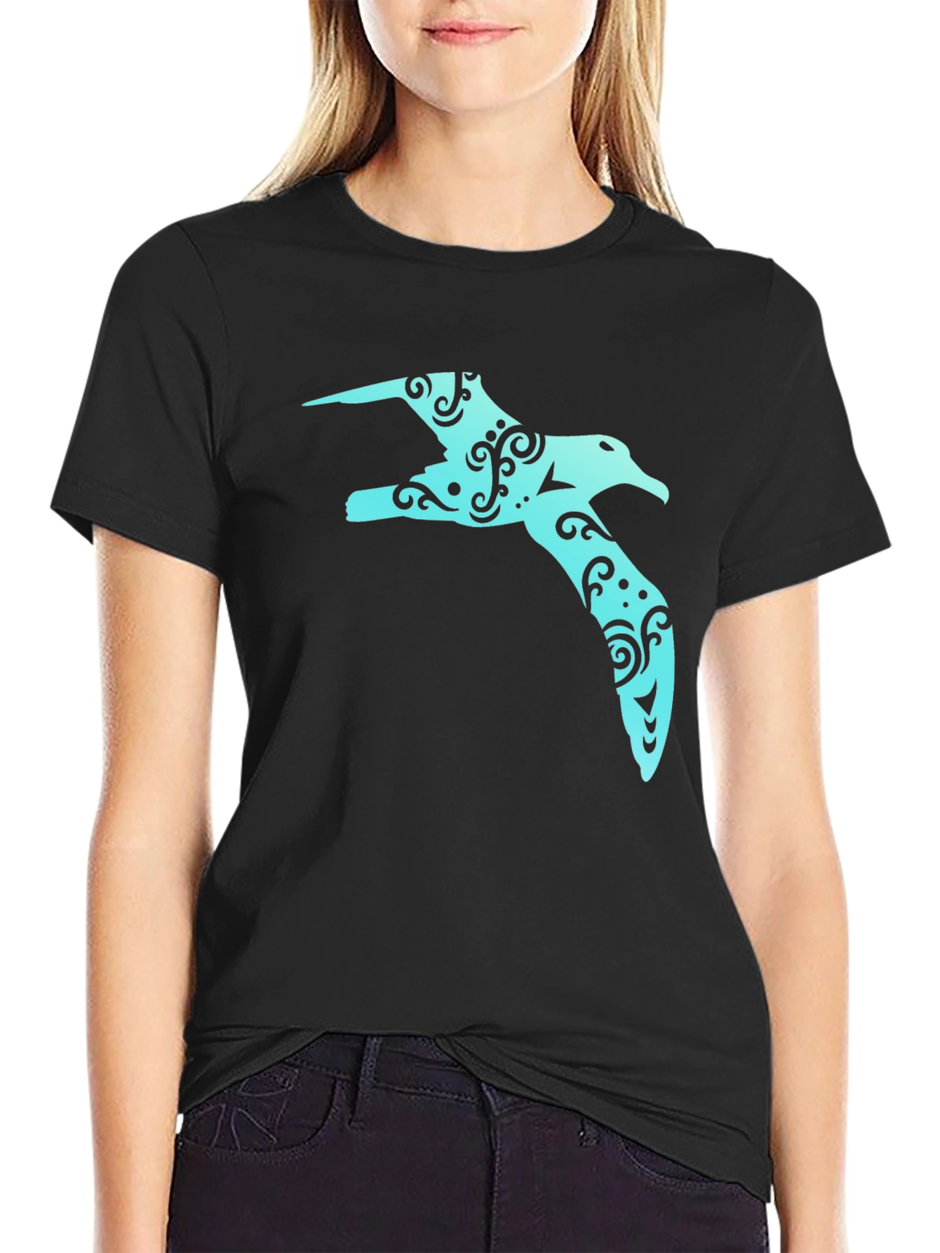 Albatross Graphic Tee - Stylish Bird Design Black T-Shirt