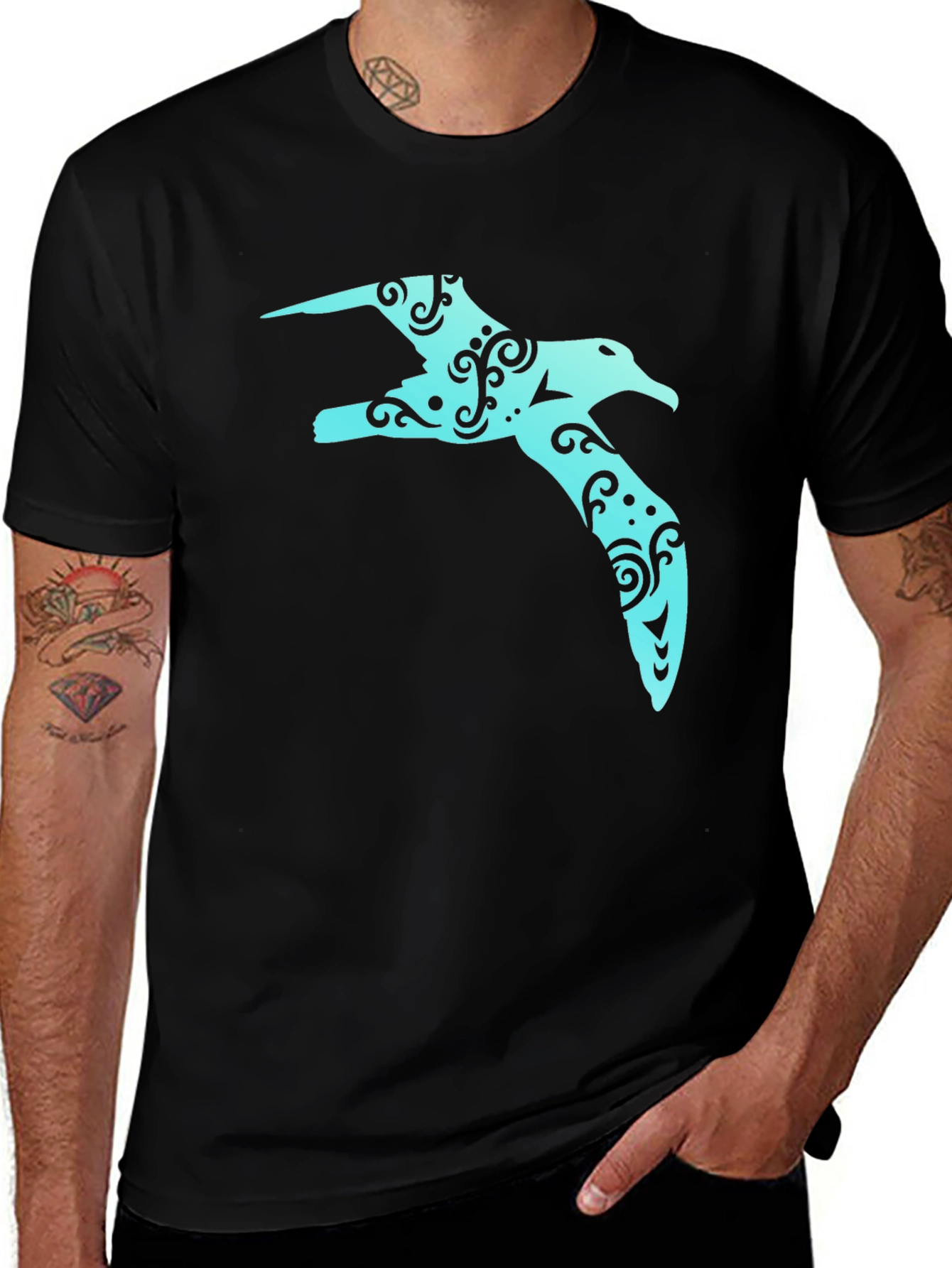 Albatross Graphic Tee - Stylish Bird Design Black T-Shirt