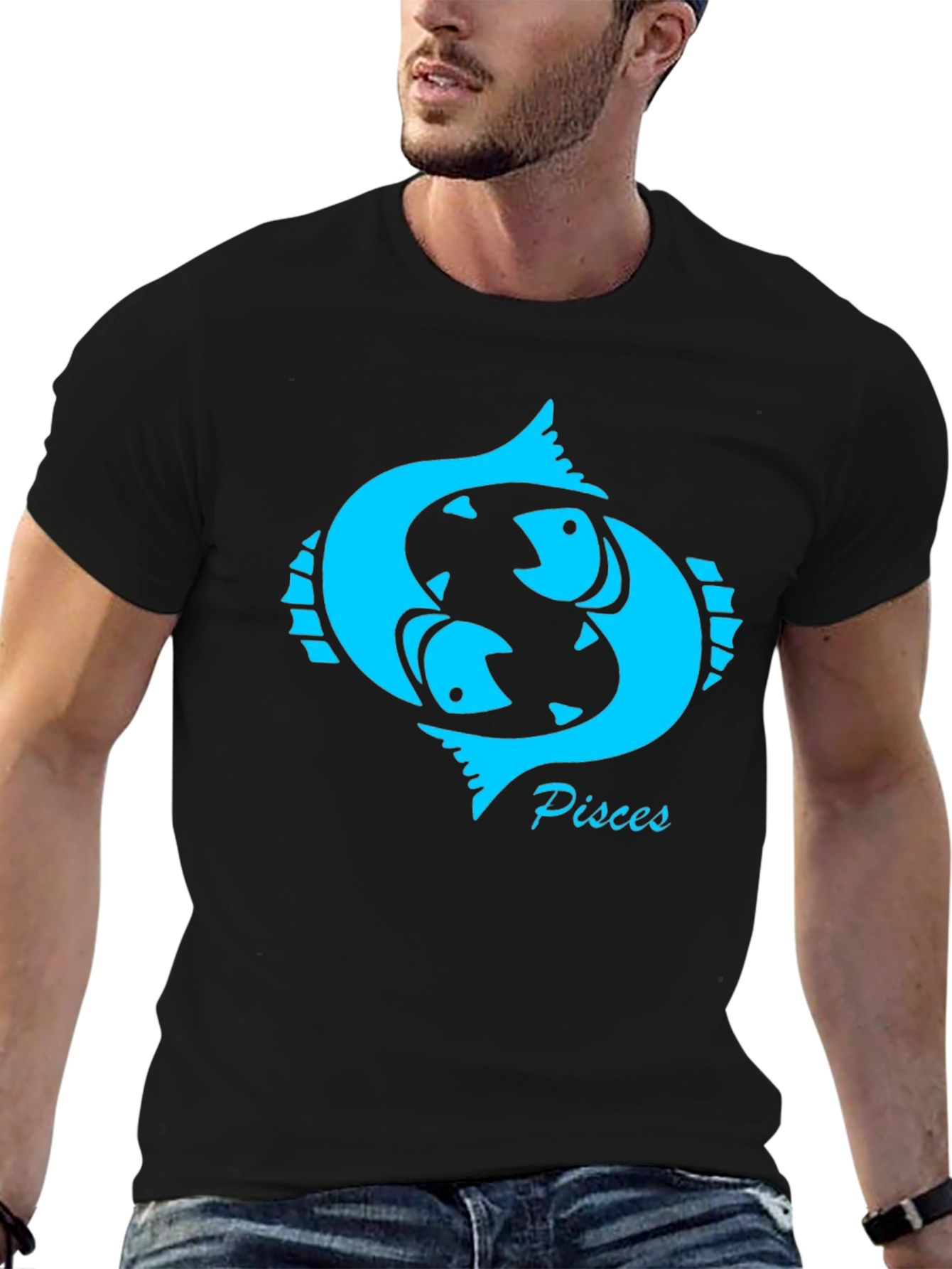 Pisces Zodiac Sign Black T-Shirt