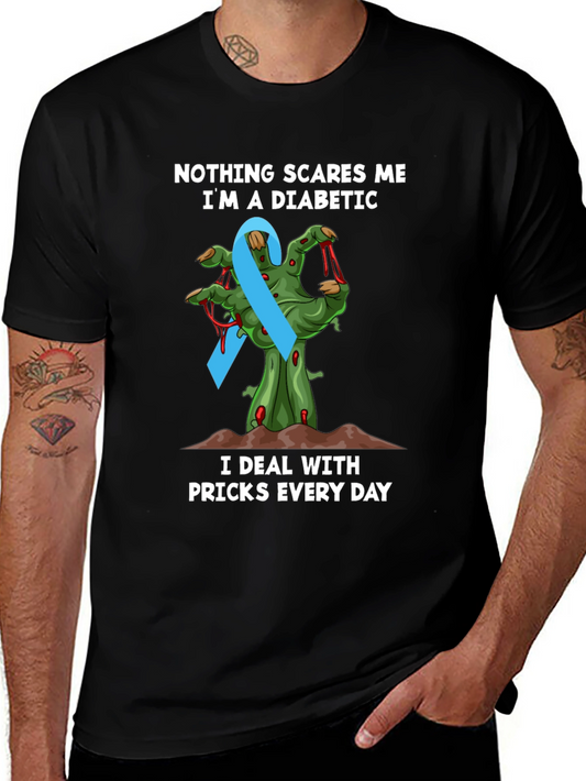 Diabetic Awareness T-Shirt - Nothing Scares Me Zombie Hand
