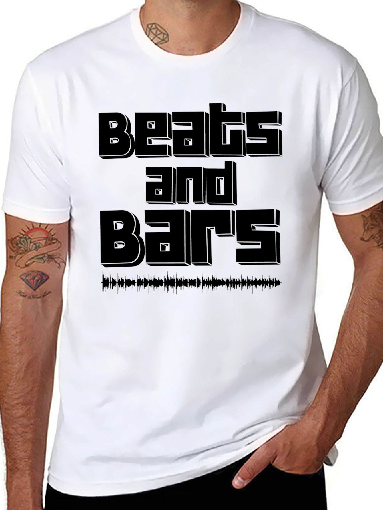 Beats and Bars Graphic Black T-Shirt