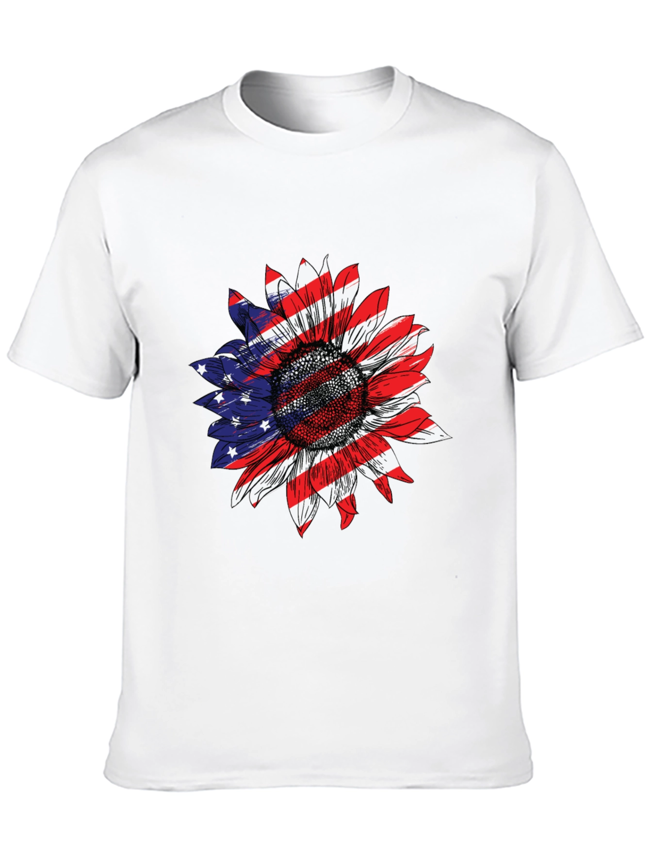 American Flag Sunflower Graphic T-Shirt