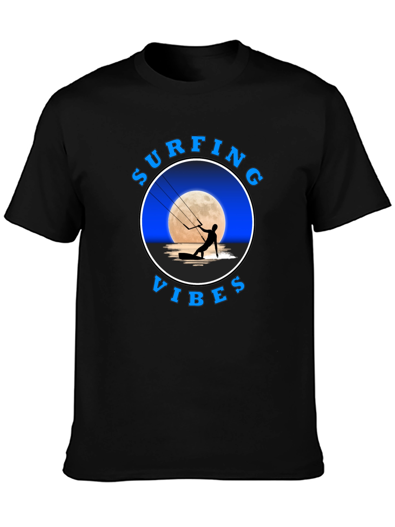 Surfing Vibes Graphic T-Shirt - Black