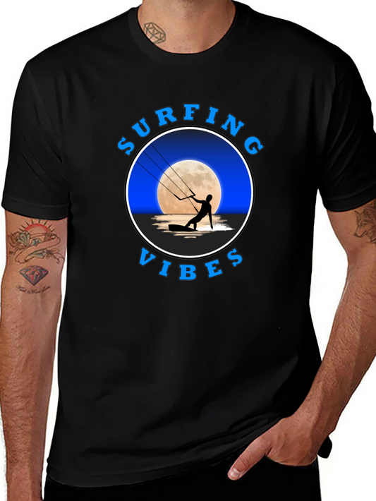 Surfing Vibes Graphic T-Shirt - Black