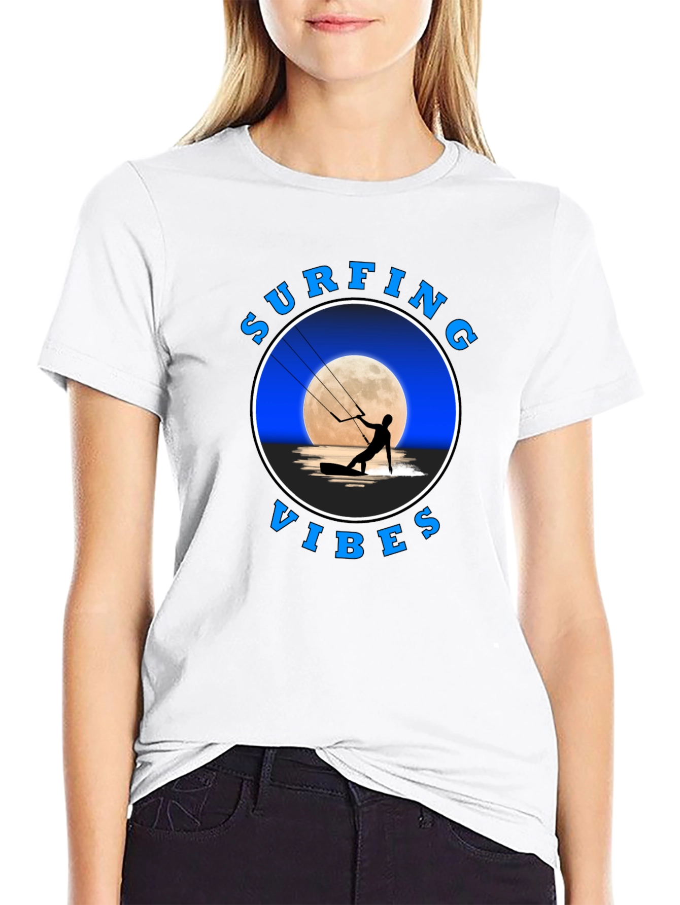 Surfing Vibes Graphic T-Shirt - Black