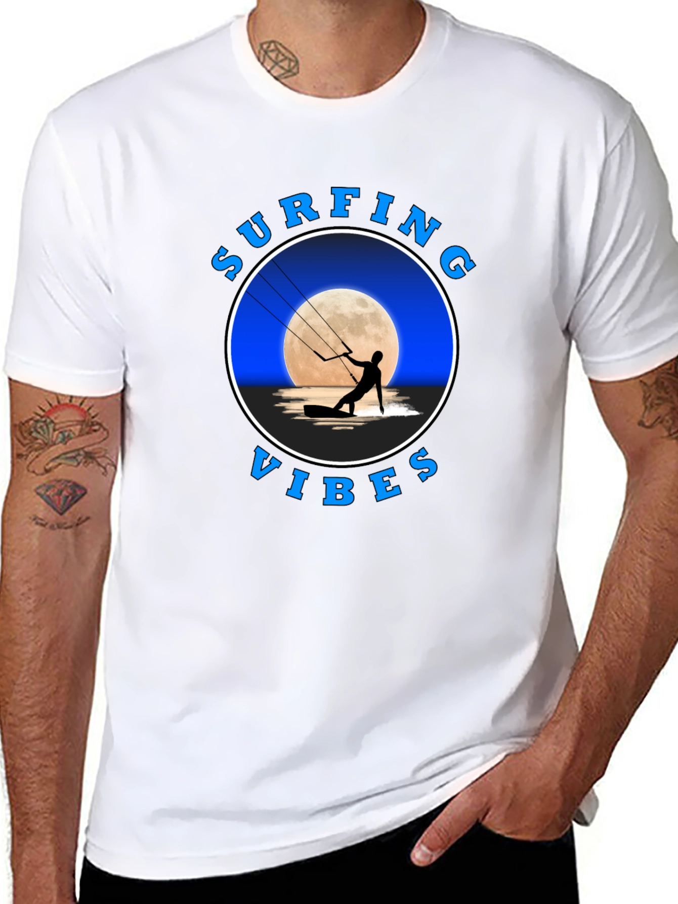 Surfing Vibes Graphic T-Shirt - Black