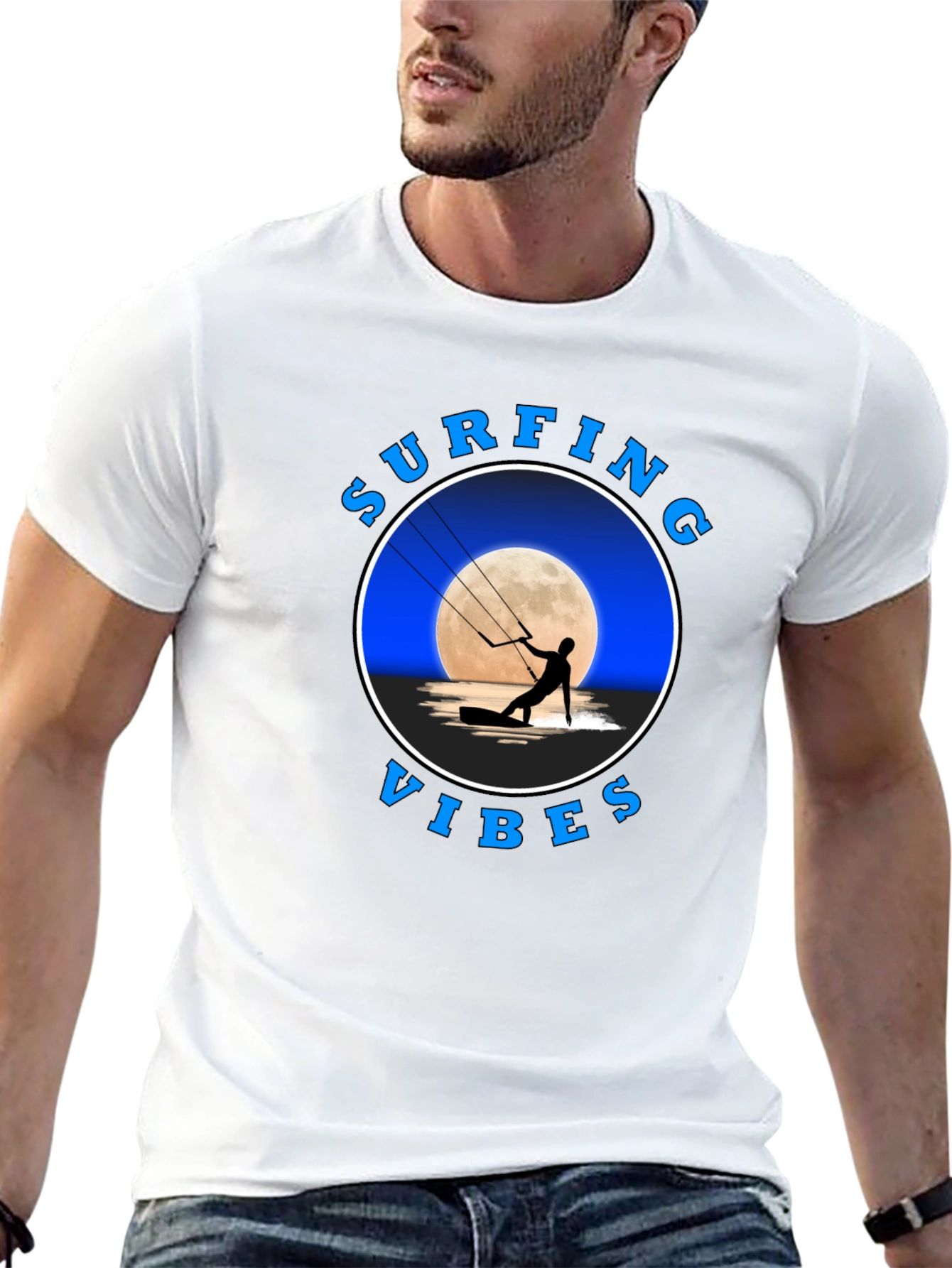 Surfing Vibes Graphic T-Shirt - Black