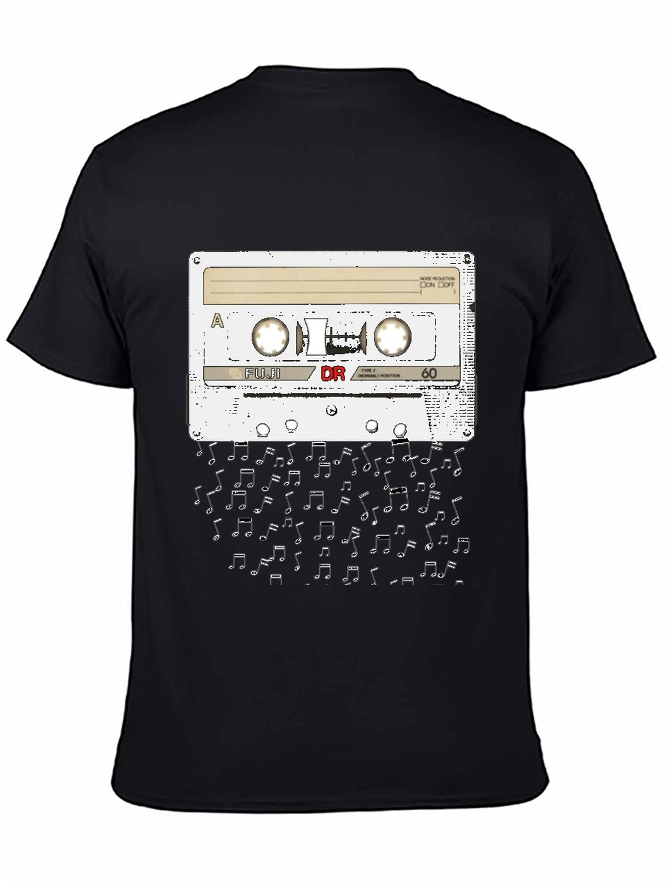 Retro Cassette Tape & Music Notes Graphic Tee