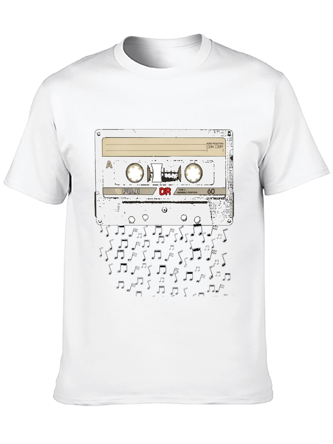 Retro Cassette Tape & Music Notes Graphic Tee