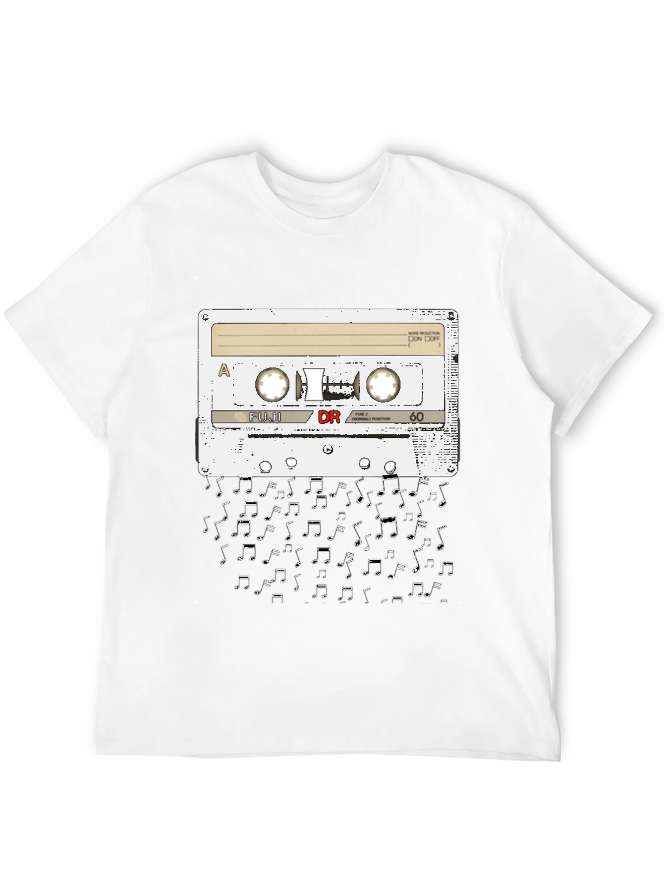Retro Cassette Tape & Music Notes Graphic Tee