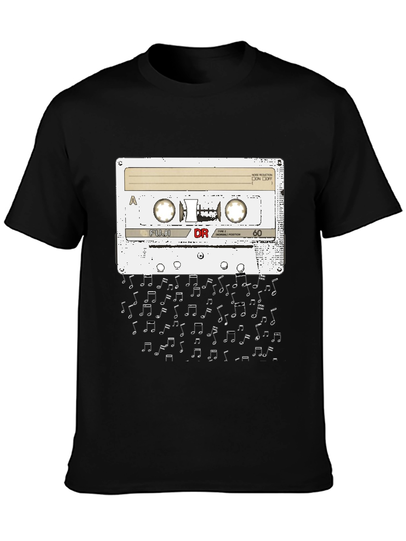 Retro Cassette Tape & Music Notes Graphic Tee