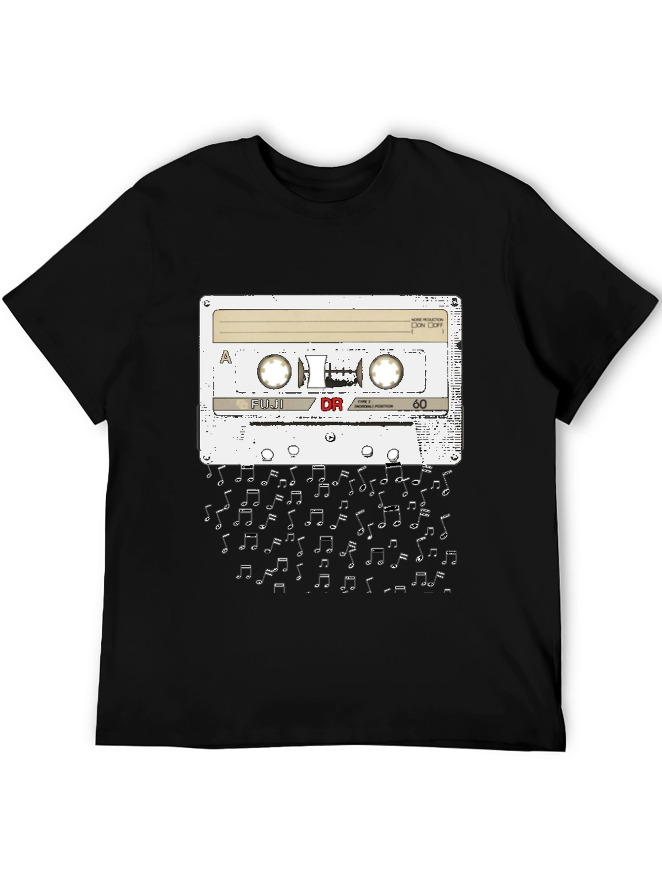 Retro Cassette Tape & Music Notes Graphic Tee