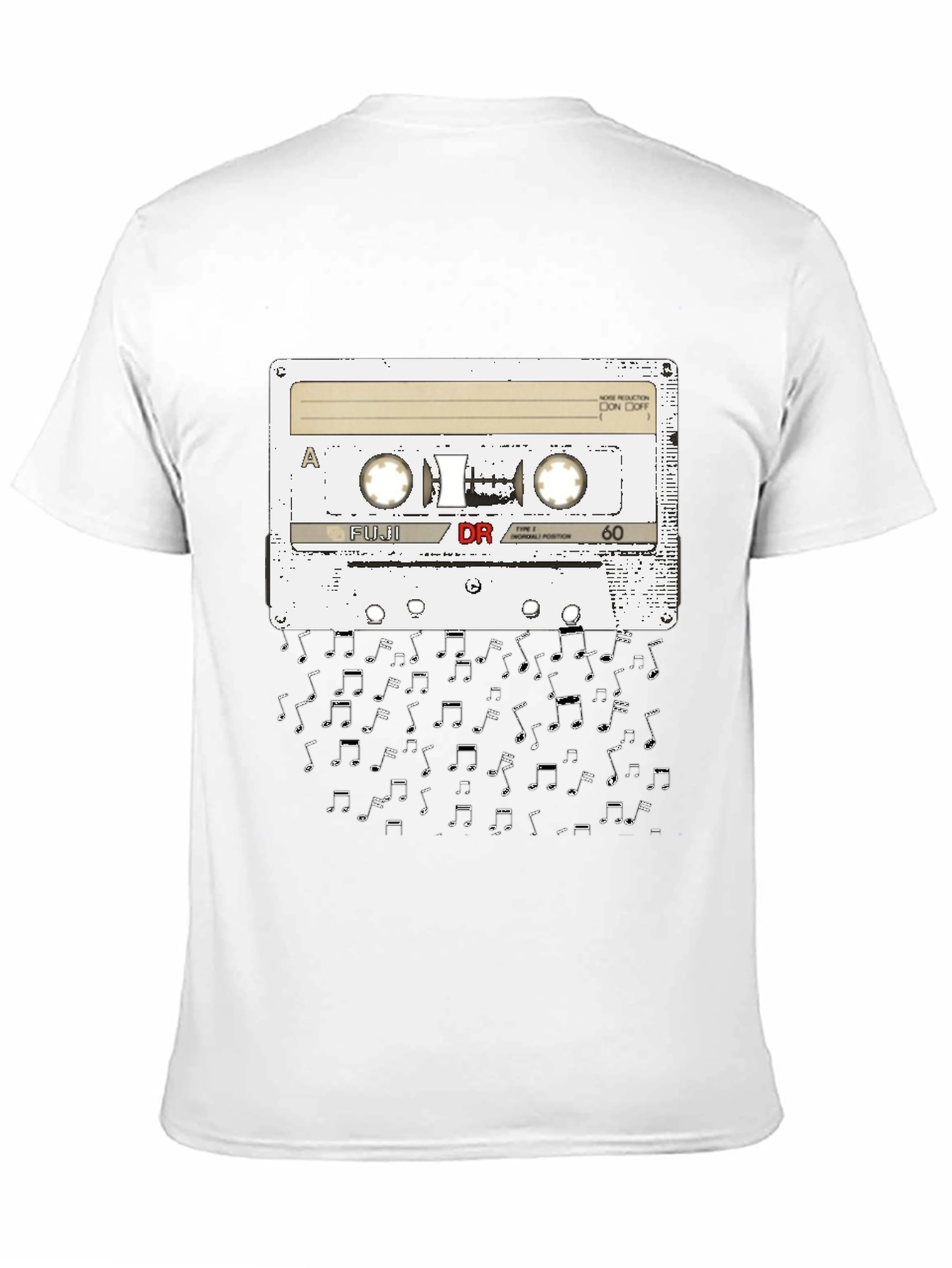 Retro Cassette Tape & Music Notes Graphic Tee