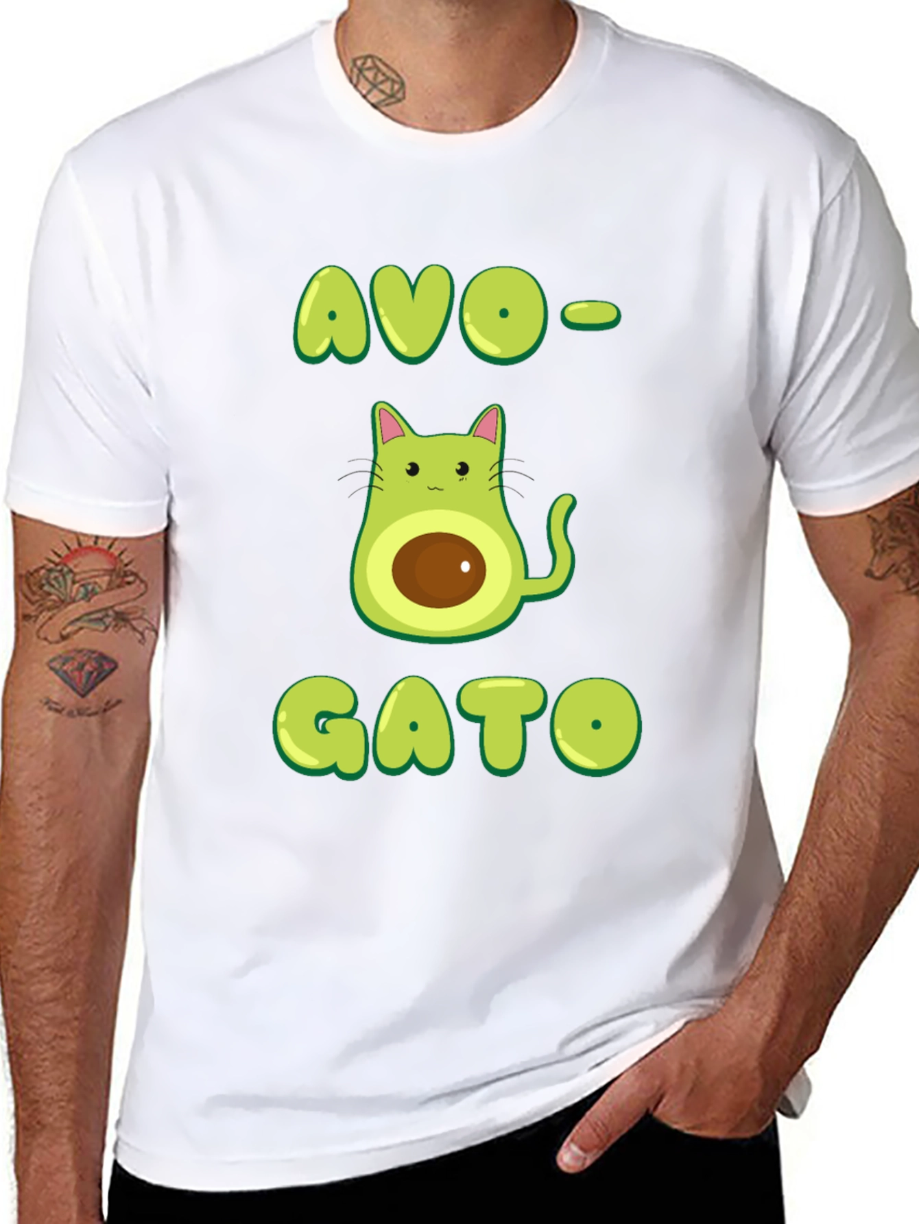 Avo-Gato T-Shirt: Avocado Cat Graphic Tee