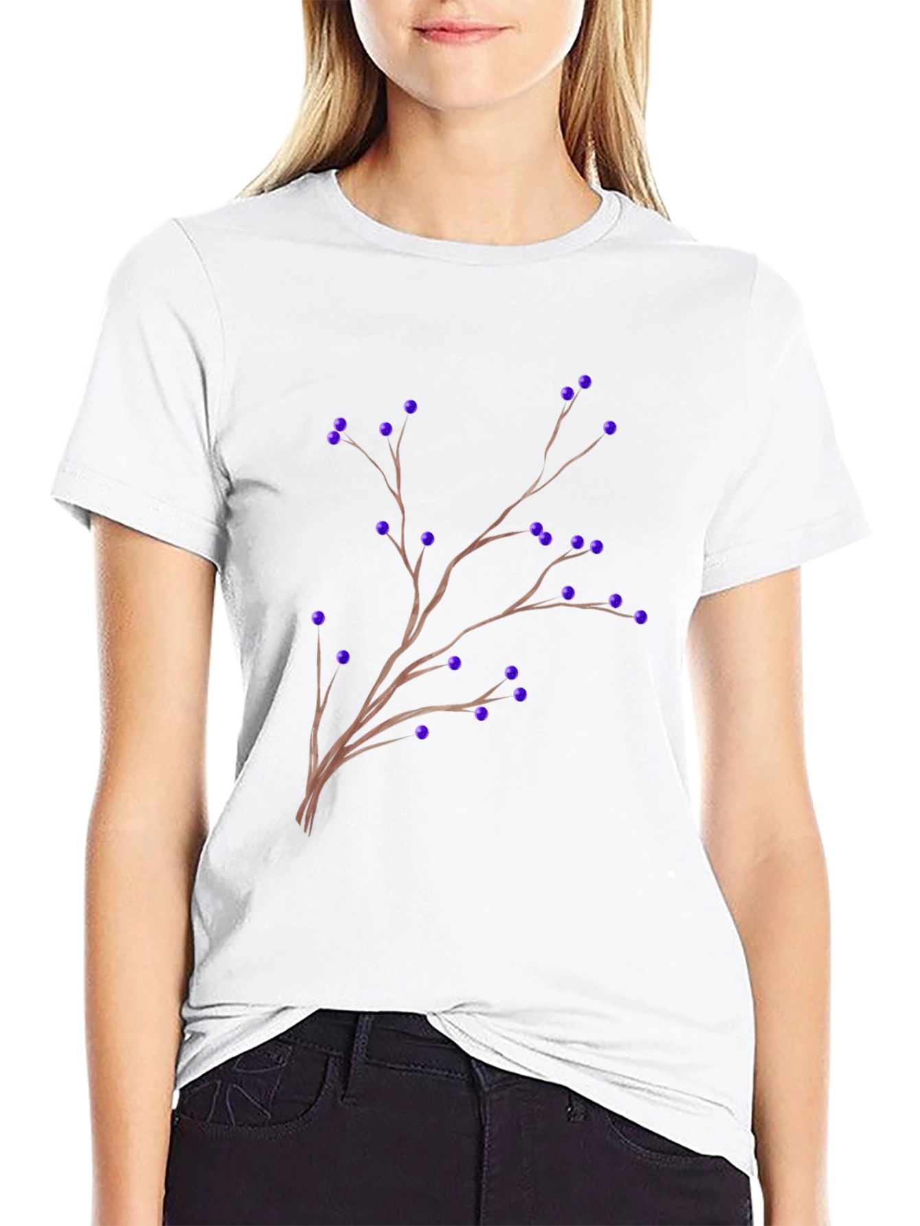 Berries on Branch Graphic Tee - Black
