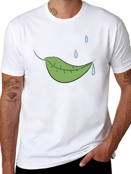Leaf and Rain Graphic Tee - Black Cotton Shirt