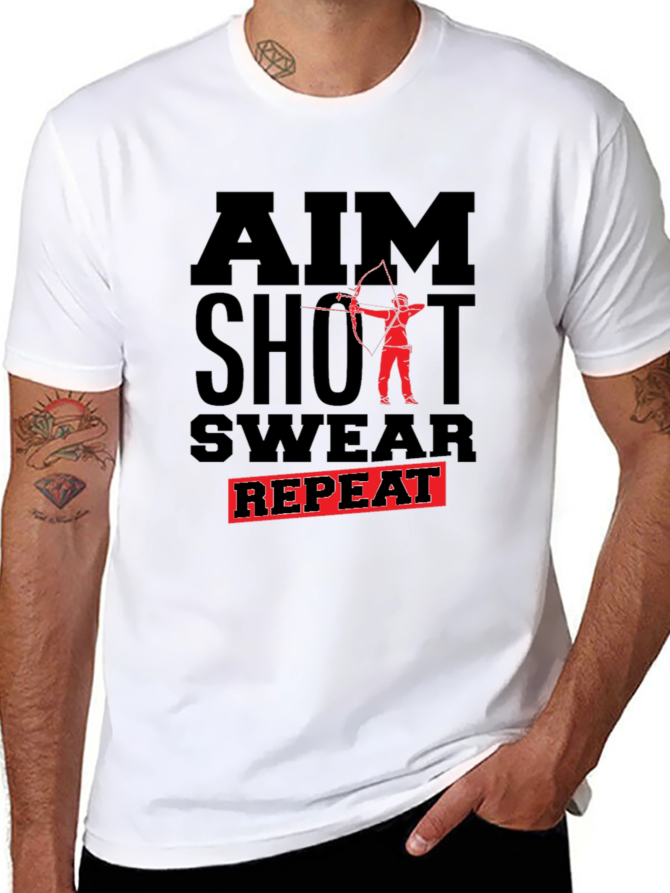 Archery AIM Shoot Swear Repeat Graphic Tee