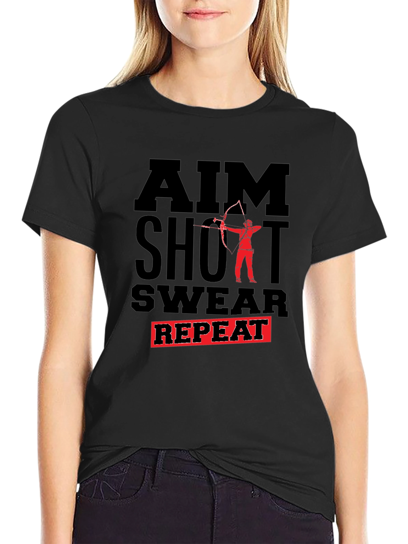 Archery AIM Shoot Swear Repeat Graphic Tee