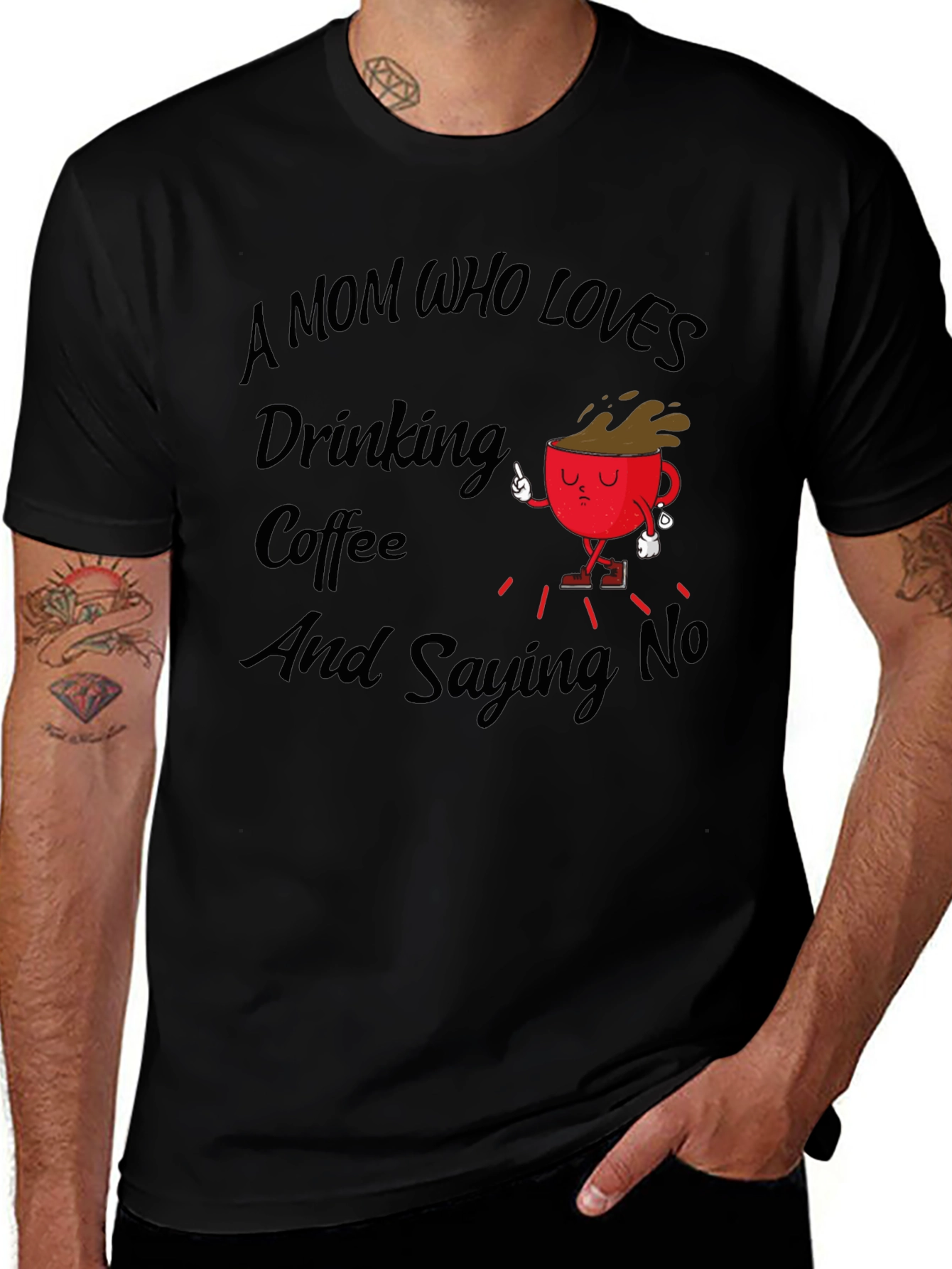 Mom Who Loves Coffee Black T-Shirt