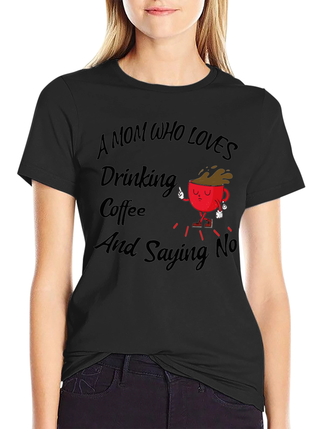 Mom Who Loves Coffee Black T-Shirt