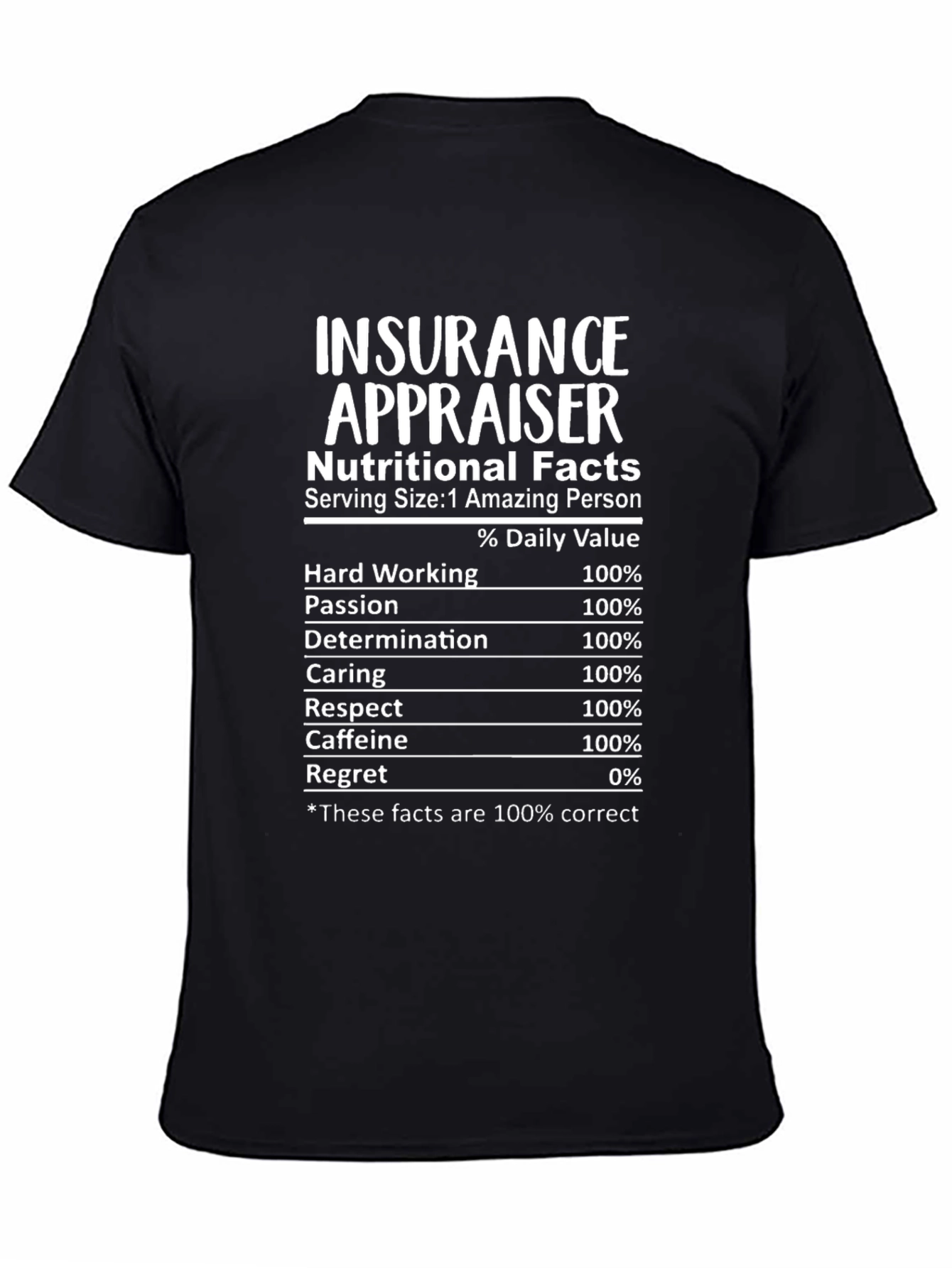 Insurance Appraiser Nutritional Facts T-Shirt