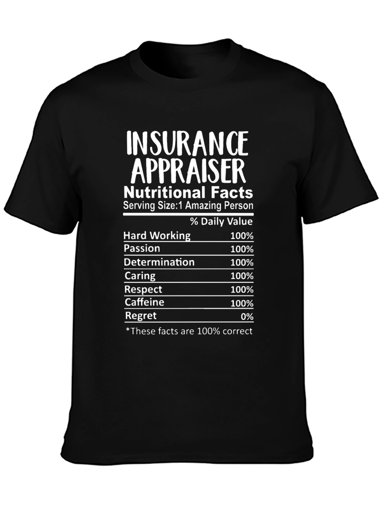 Insurance Appraiser Nutritional Facts T-Shirt