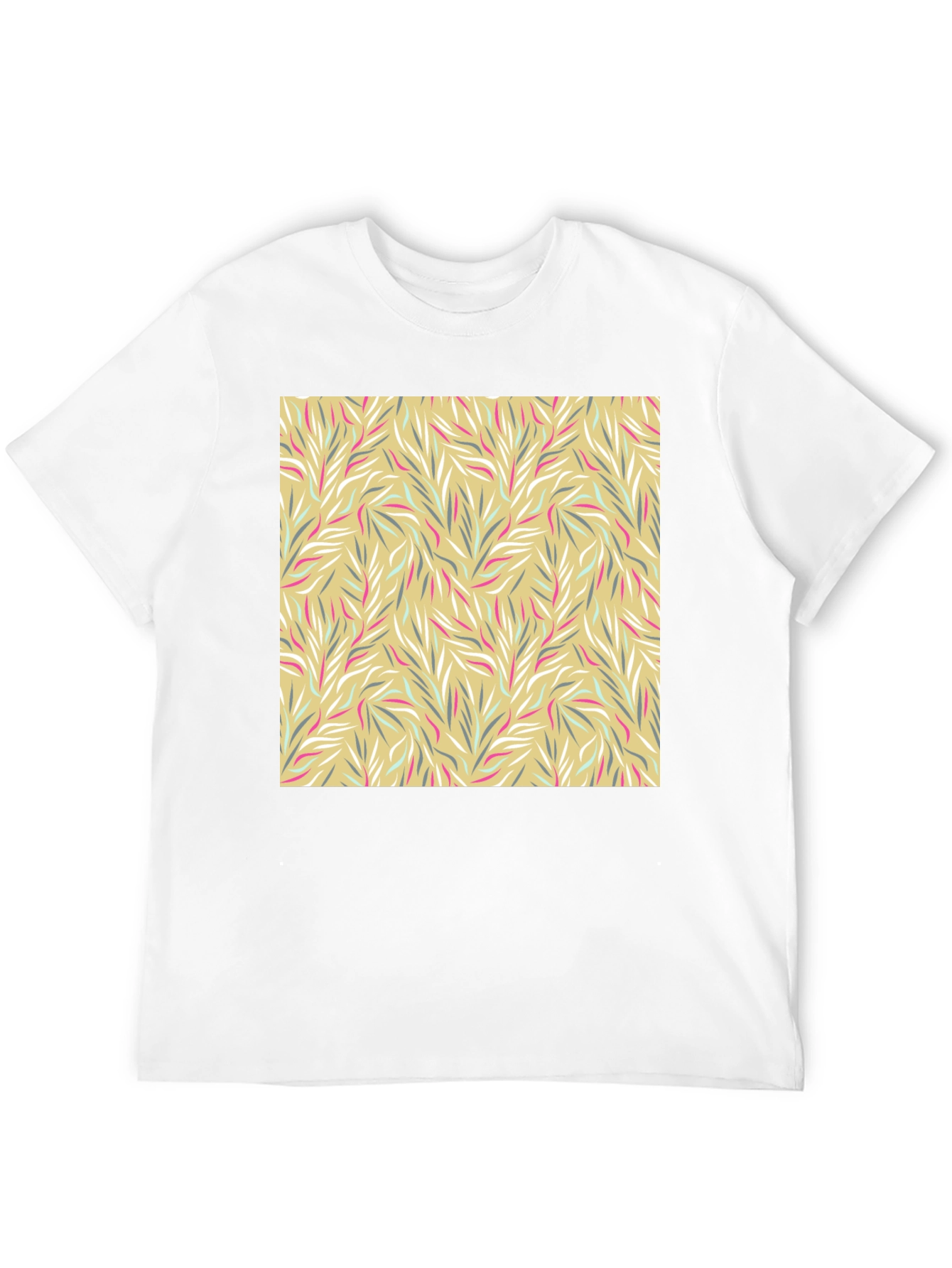 Leaf Pattern Graphic Tee - Stylish Mens Casual T-Shirt