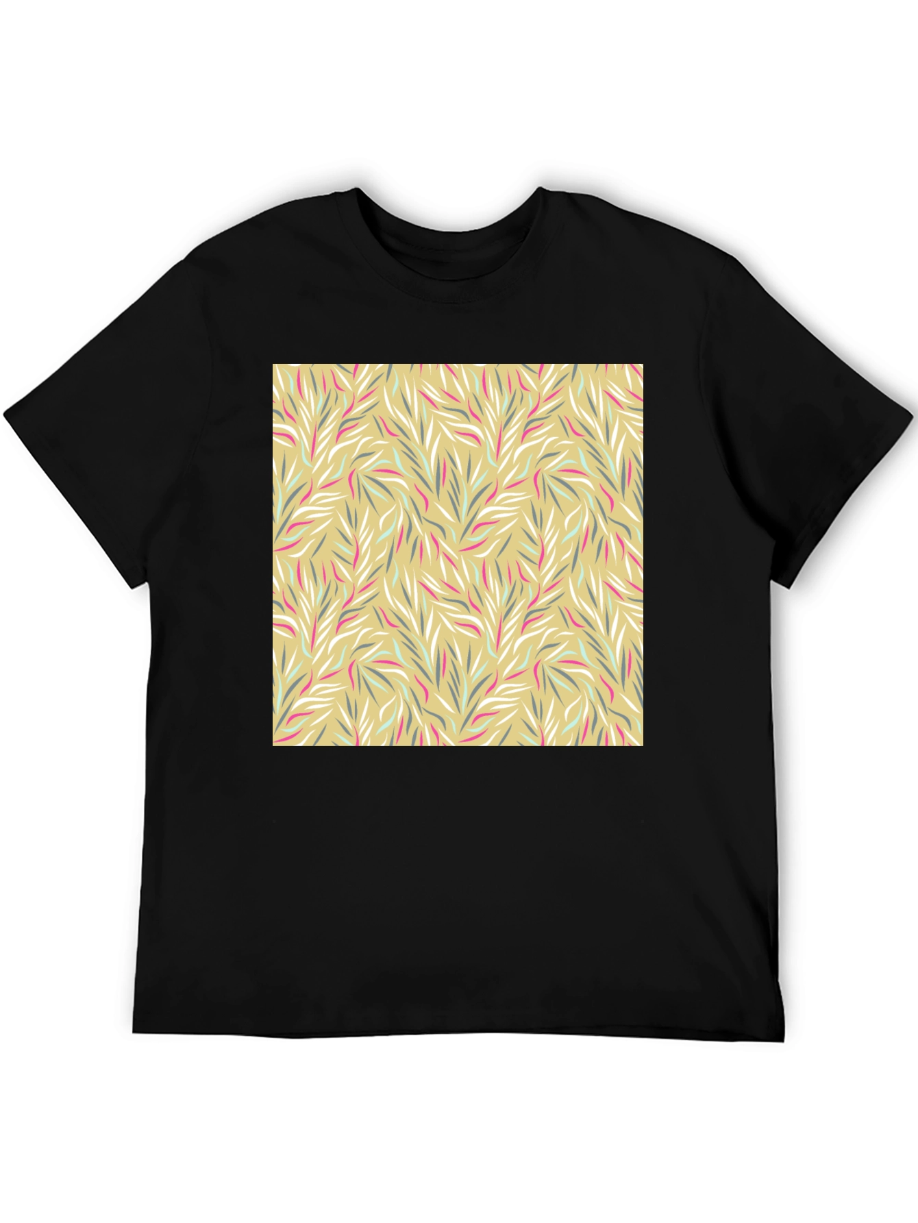 Leaf Pattern Graphic Tee - Stylish Mens Casual T-Shirt