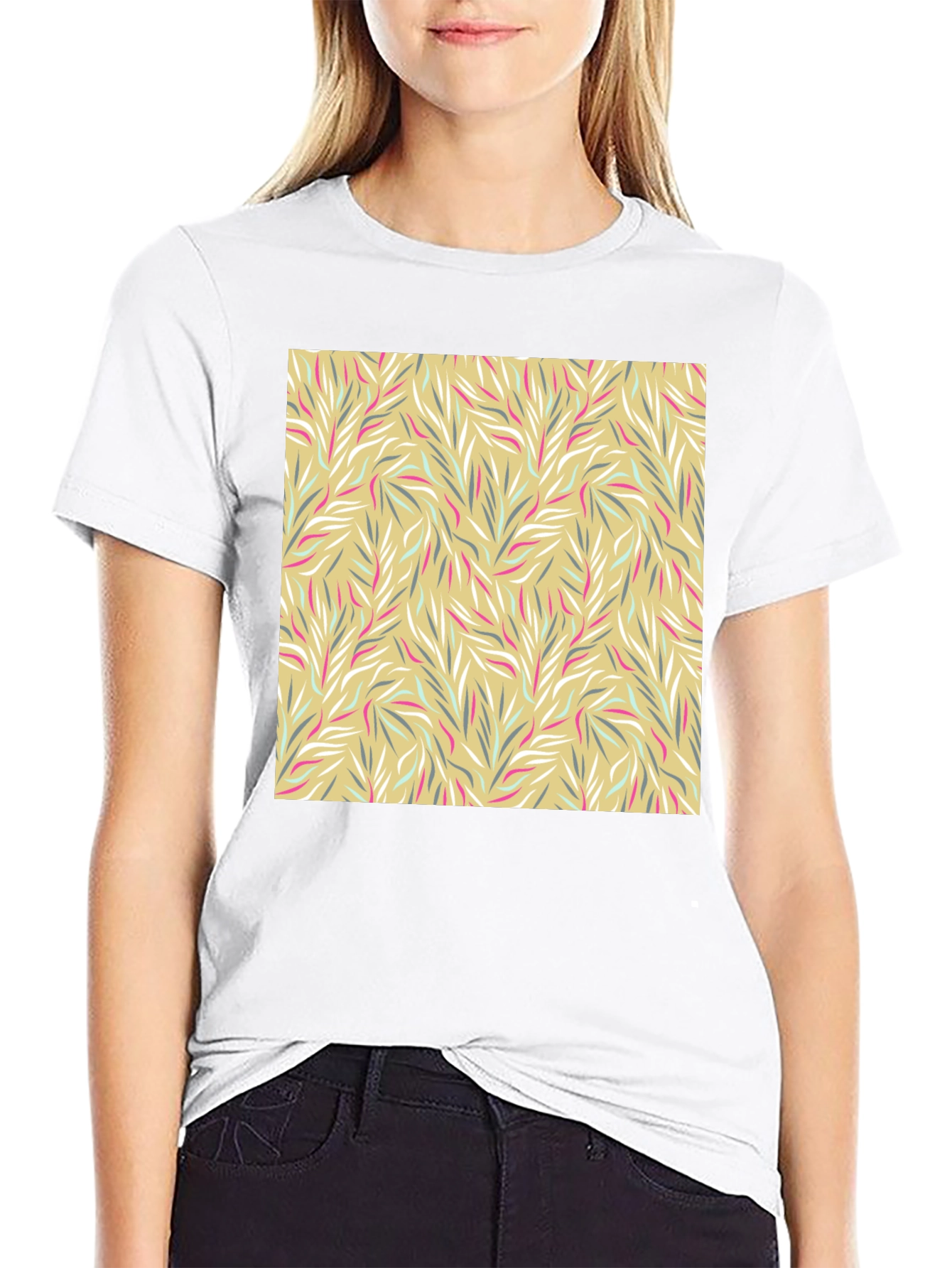 Leaf Pattern Graphic Tee - Stylish Mens Casual T-Shirt