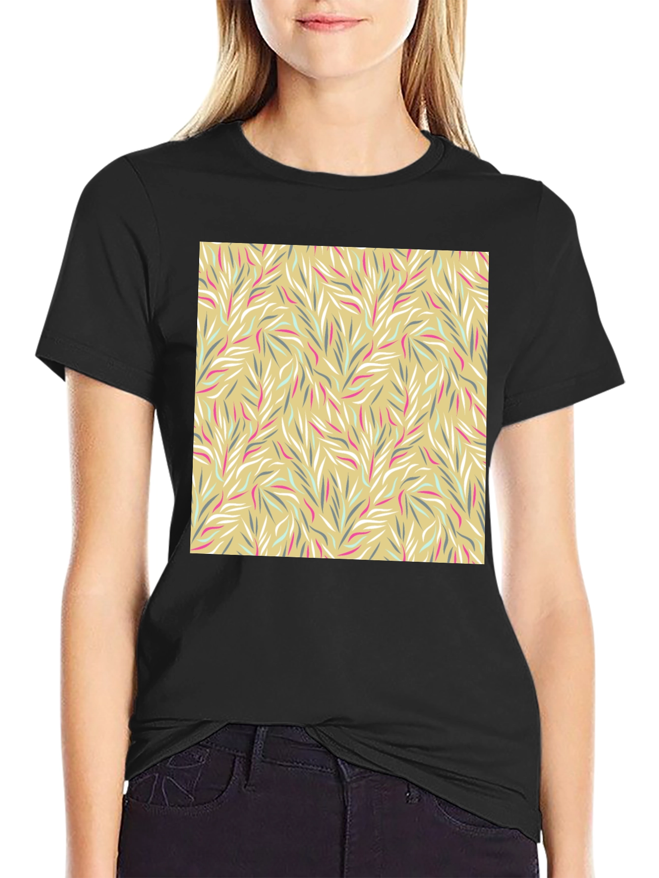 Leaf Pattern Graphic Tee - Stylish Mens Casual T-Shirt