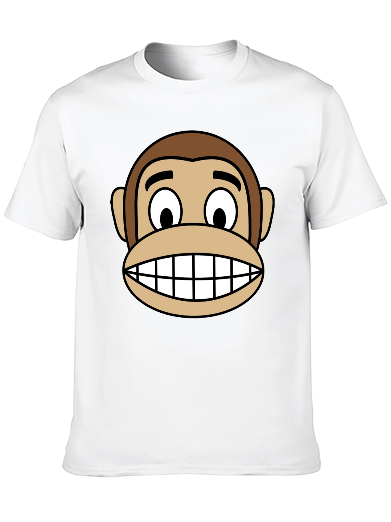 Cartoon Monkey Face Graphic Tee - Unisex Black T-Shirt