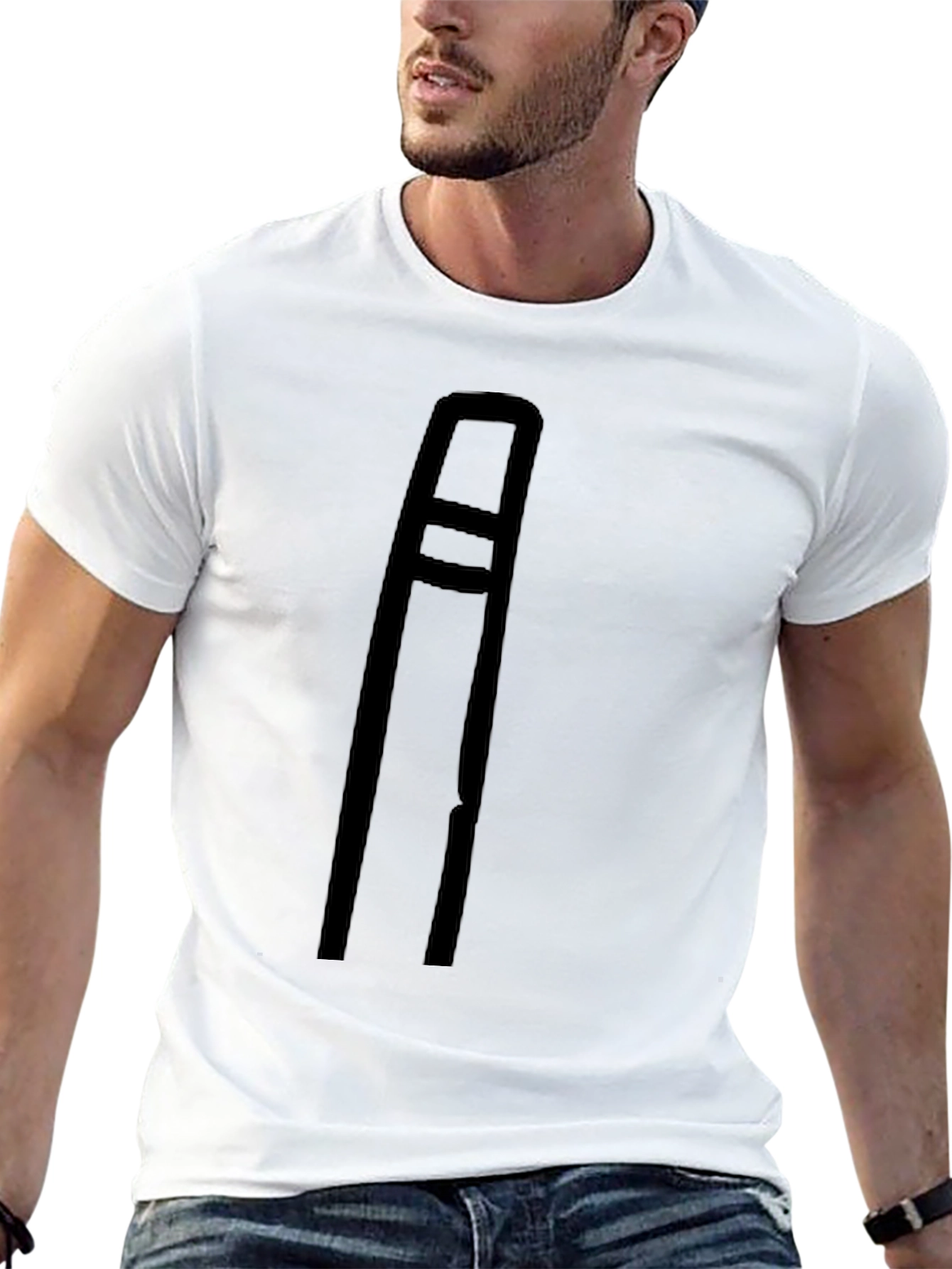 Minimalist Black T-Shirt with Trombone Graphic