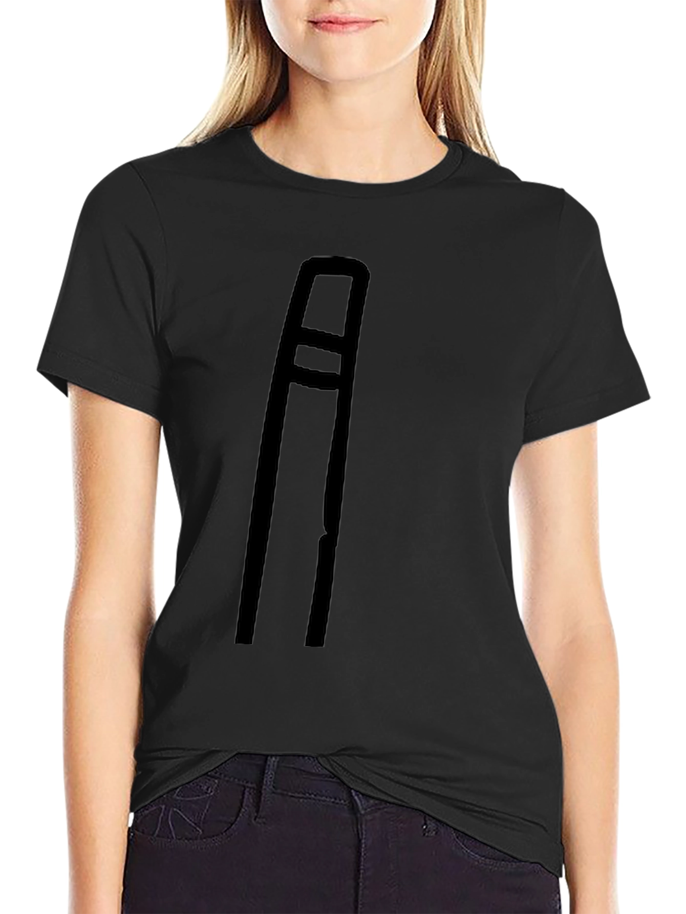 Minimalist Black T-Shirt with Trombone Graphic