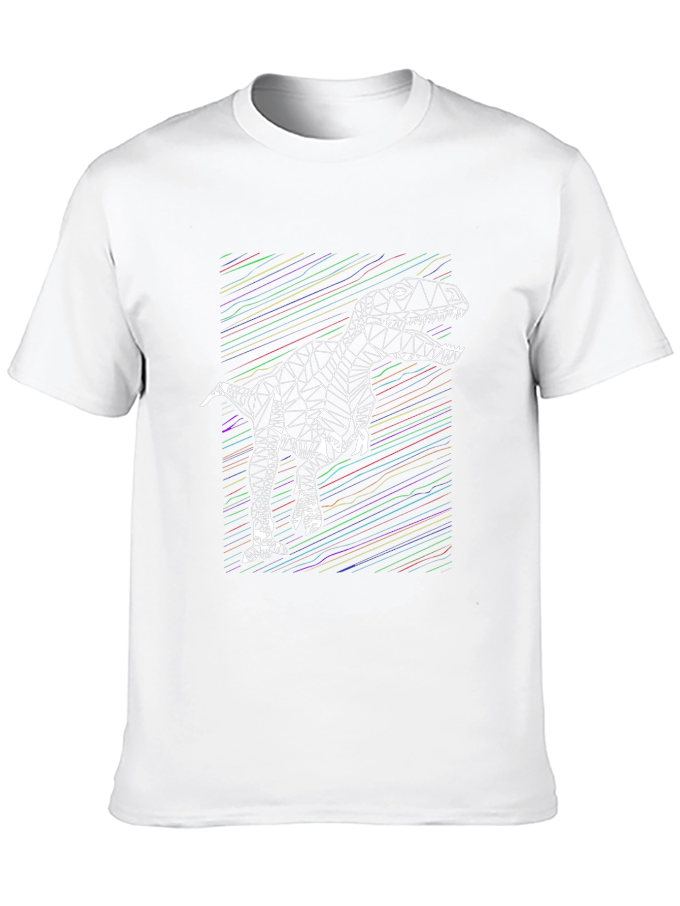 Geometric Dinosaur Graphic Tee - Stylish Mens Black T-Shirt