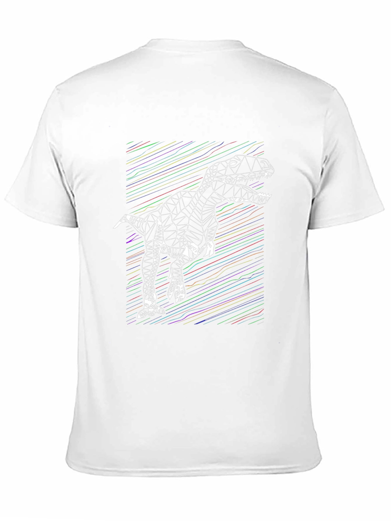 Geometric Dinosaur Graphic Tee - Stylish Mens Black T-Shirt