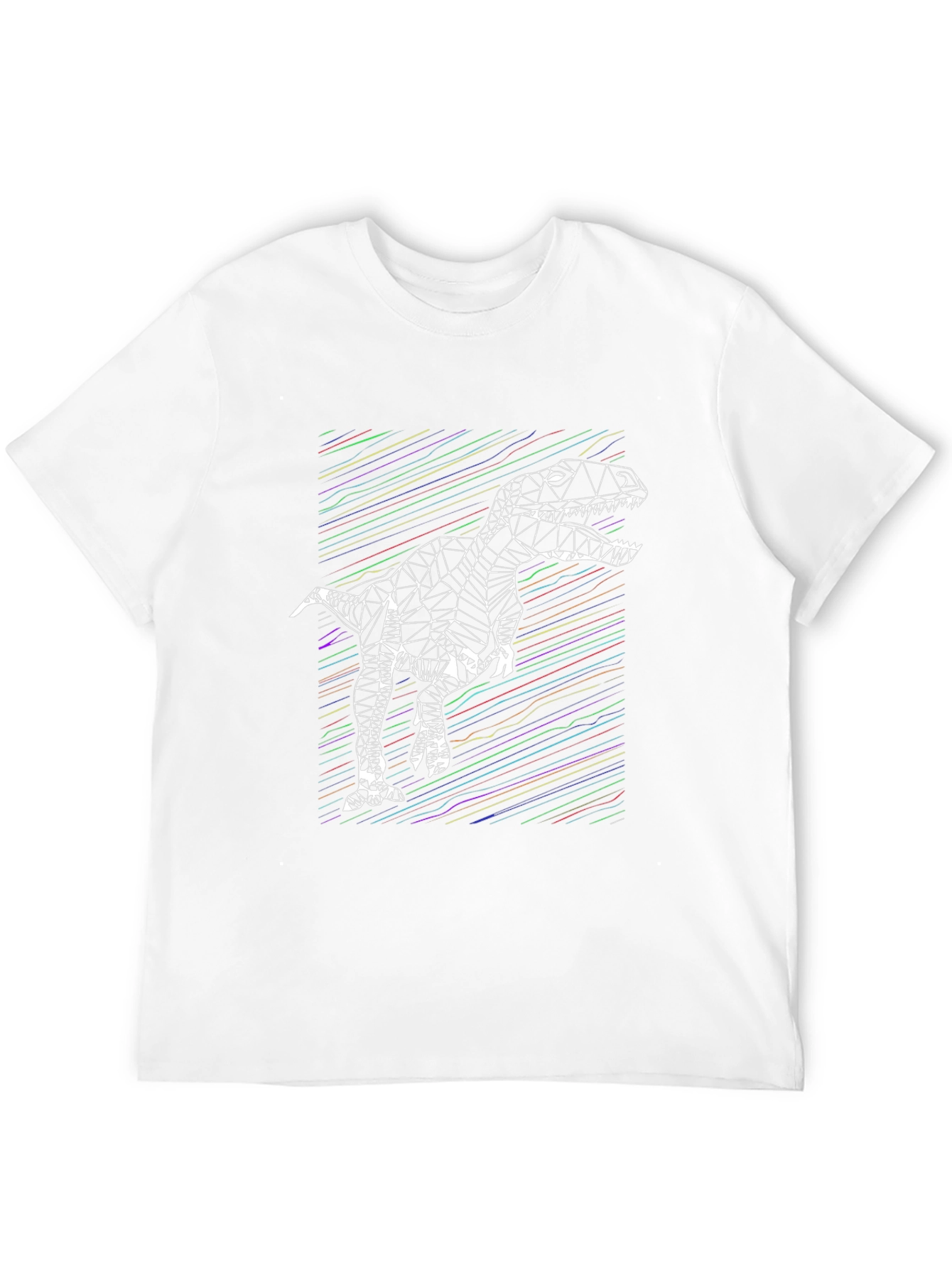 Geometric Dinosaur Graphic Tee - Stylish Mens Black T-Shirt