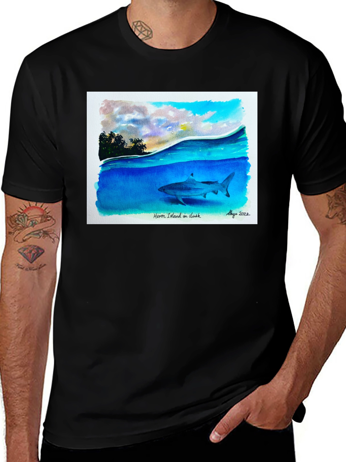 Heron Island Shark Art T-Shirt