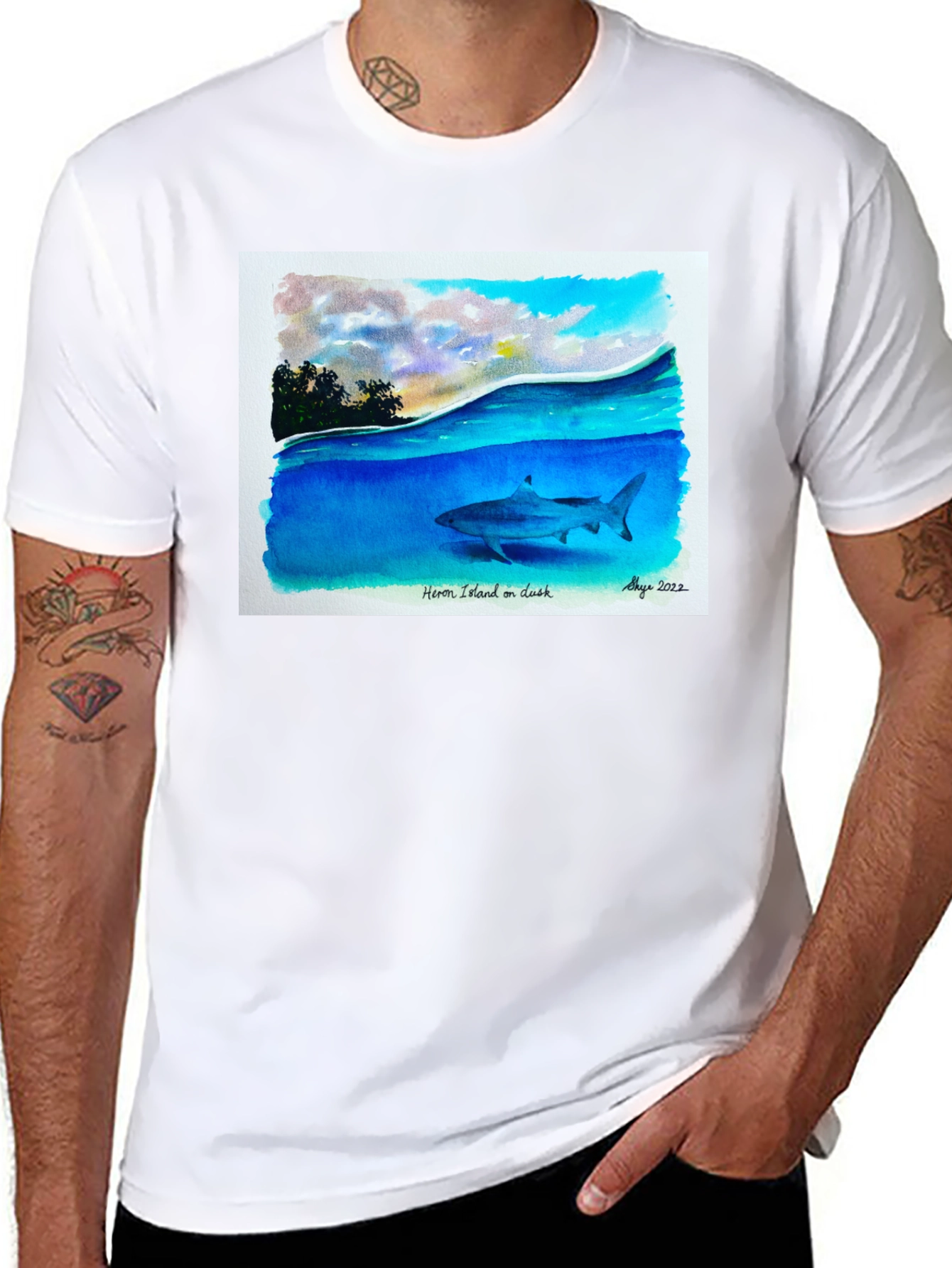 Heron Island Shark Art T-Shirt