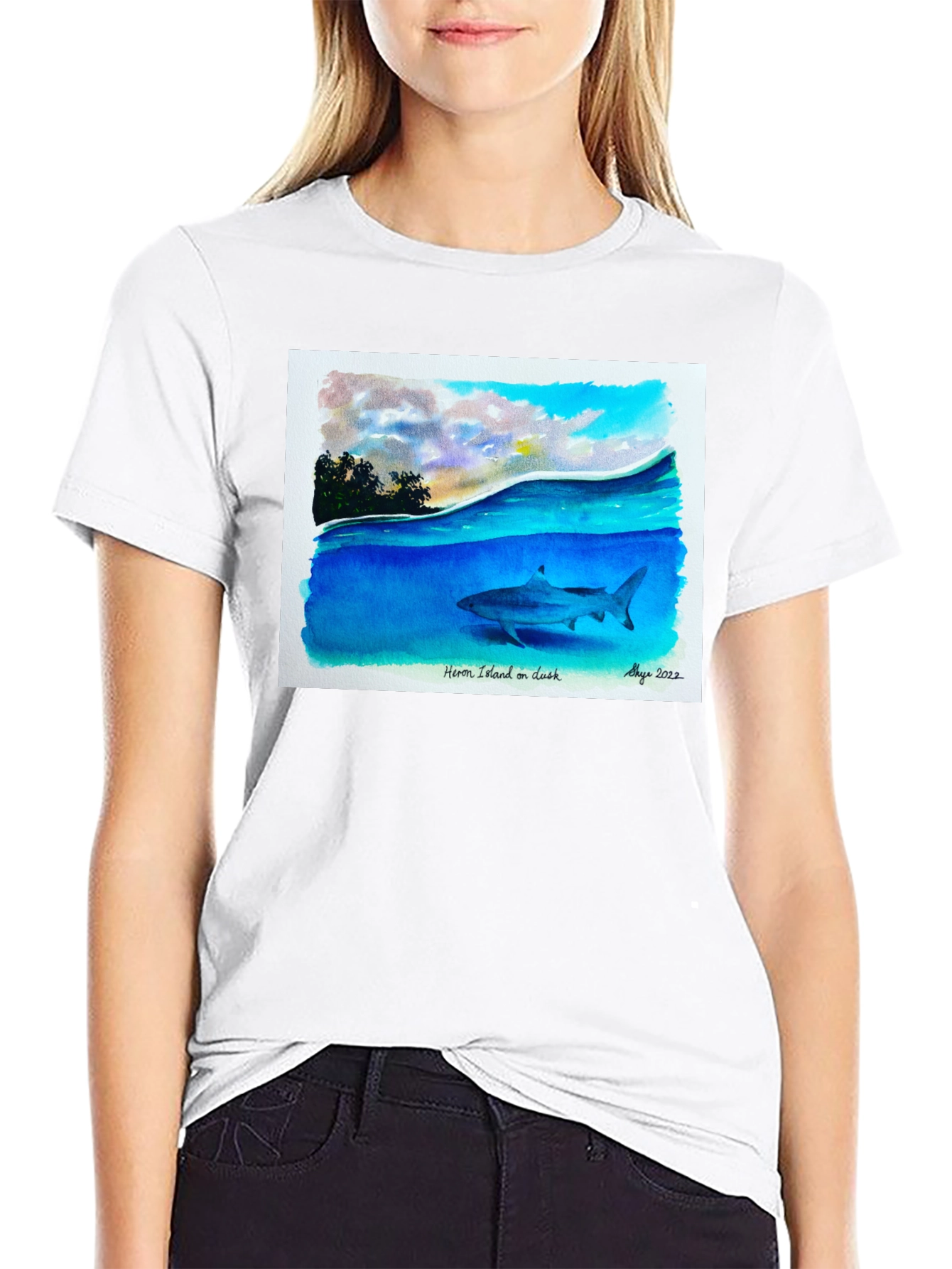 Heron Island Shark Art T-Shirt