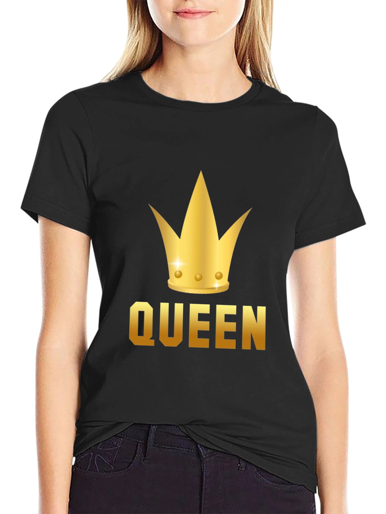 Queen Crown Graphic Tee - Black Cotton T-Shirt