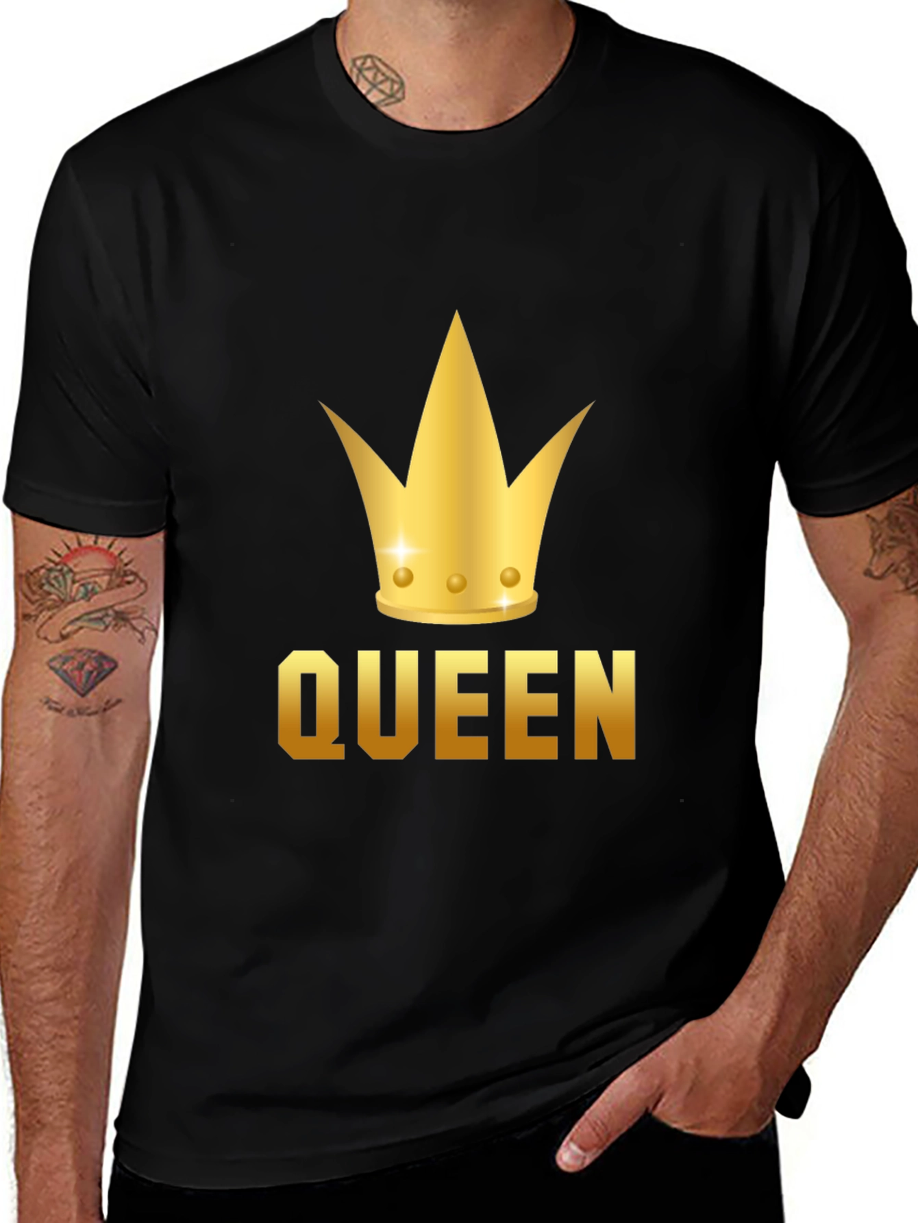 Queen Crown Graphic Tee - Black Cotton T-Shirt