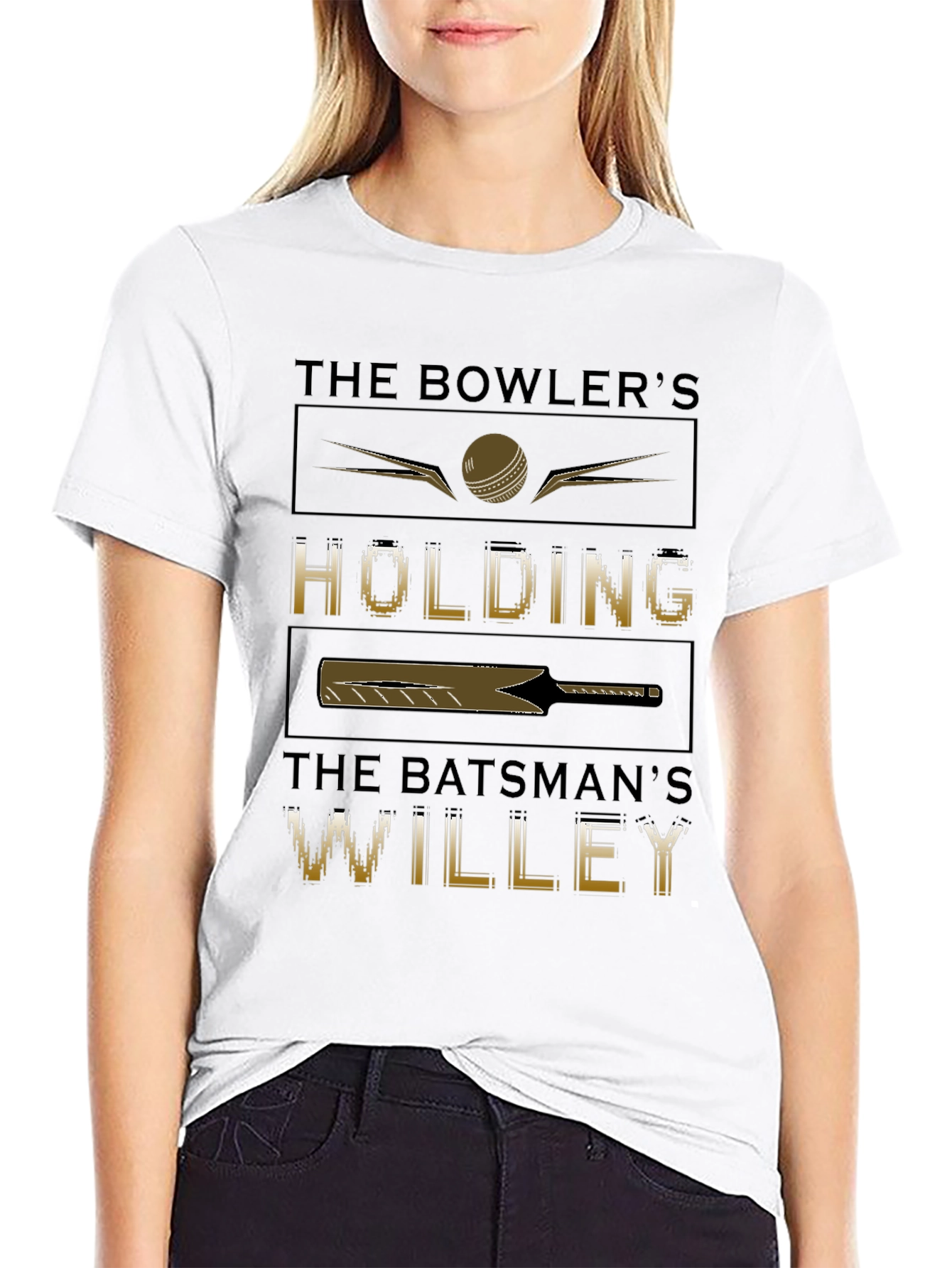 Cricket Humor T-Shirt - Bowlers Holding Batsmans Willey
