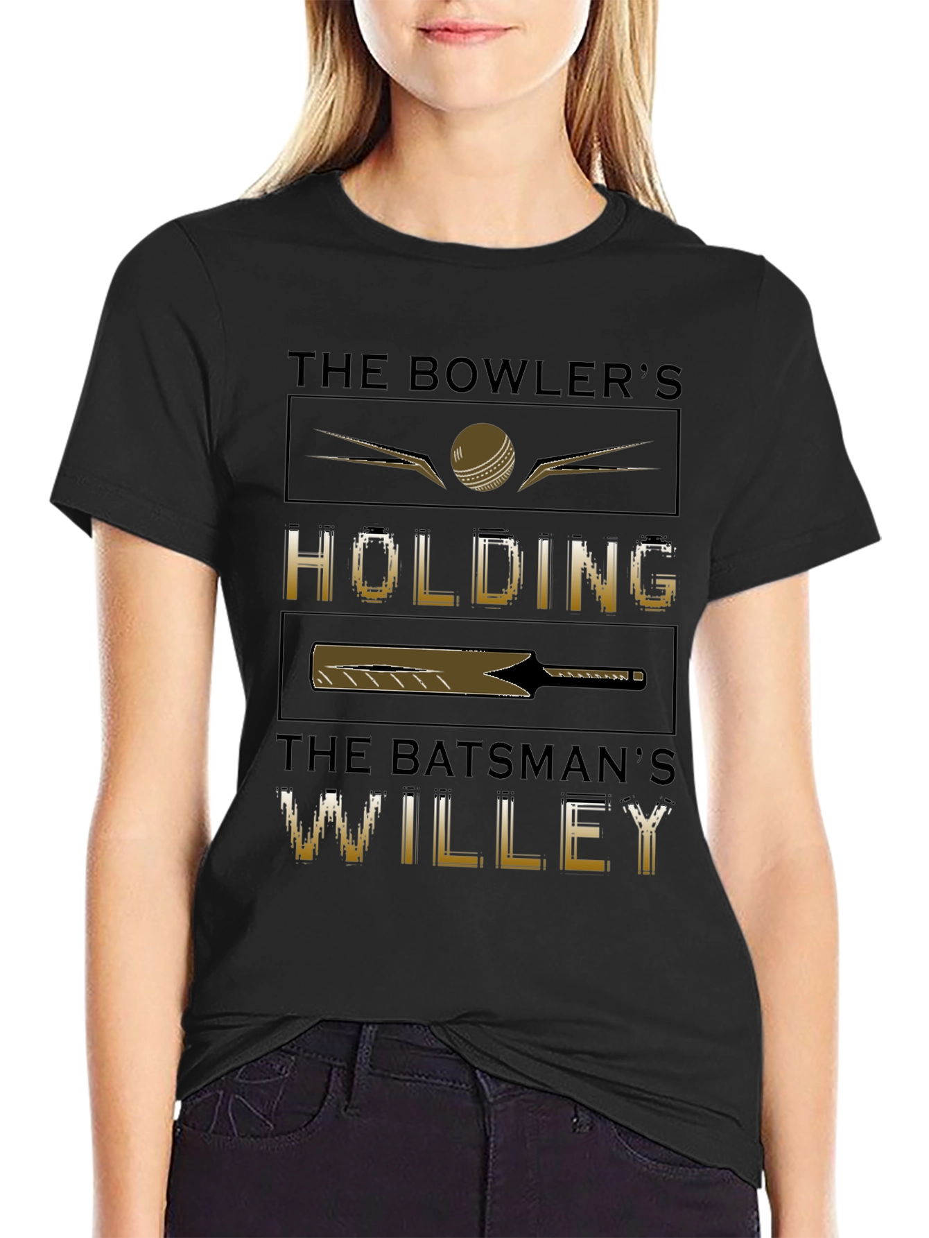 Cricket Humor T-Shirt - Bowlers Holding Batsmans Willey