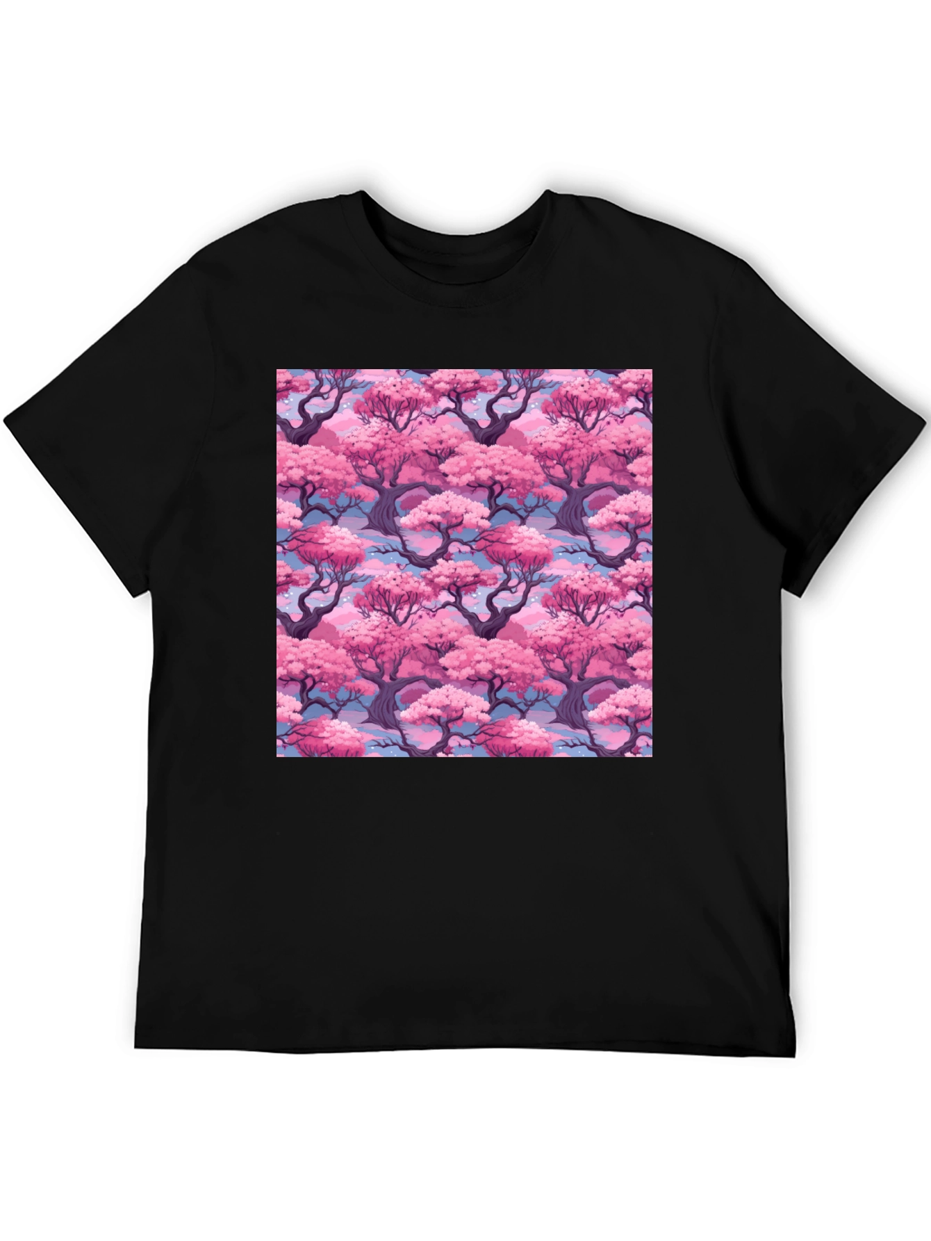 Sakura Tree Print Black T-Shirt