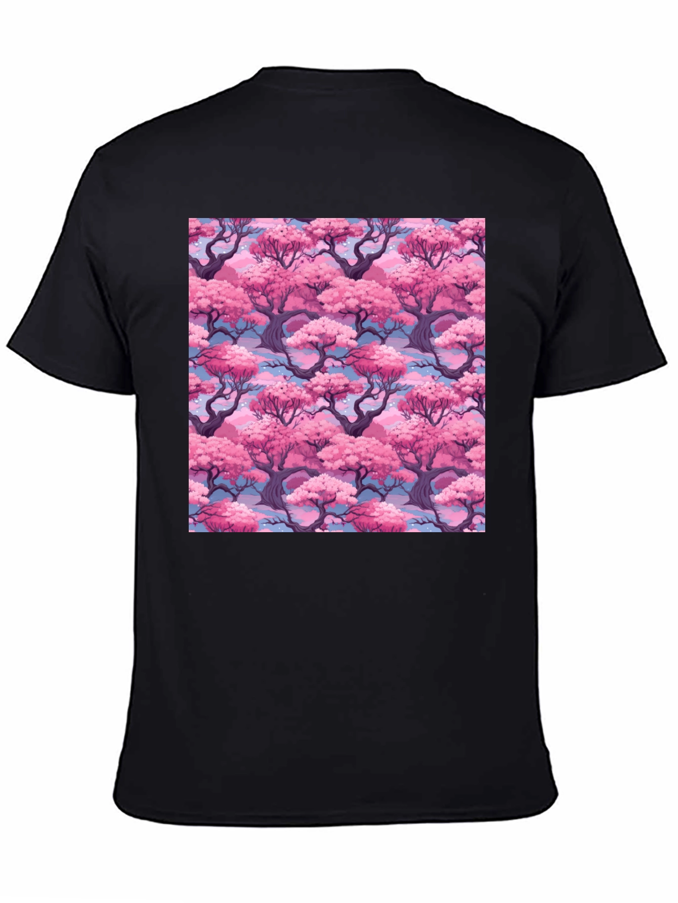 Sakura Tree Print Black T-Shirt