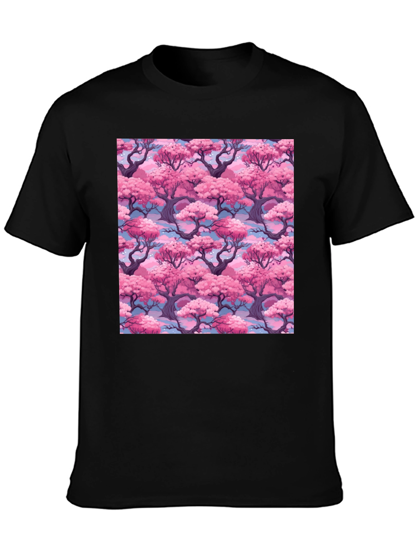 Sakura Tree Print Black T-Shirt